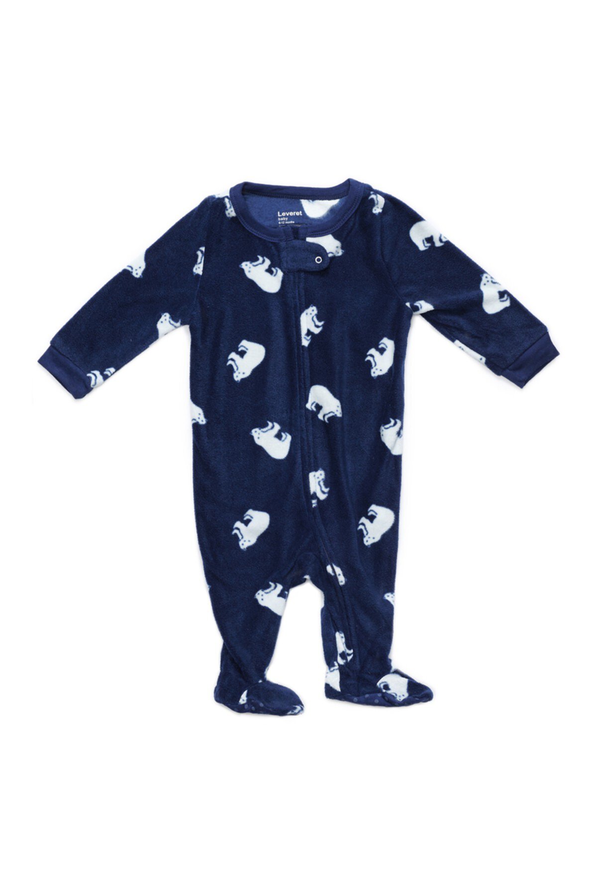 Темно-синий флисовый слип с лапами белого медведя (для малышей, маленьких и больших детей) Leveret