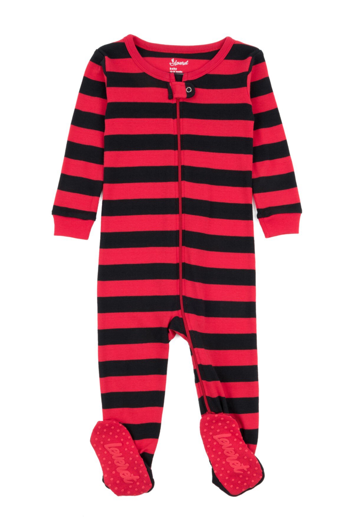 Пижама для сна в черную и красную полоску (для малышей, малышей и маленьких детей) Leveret