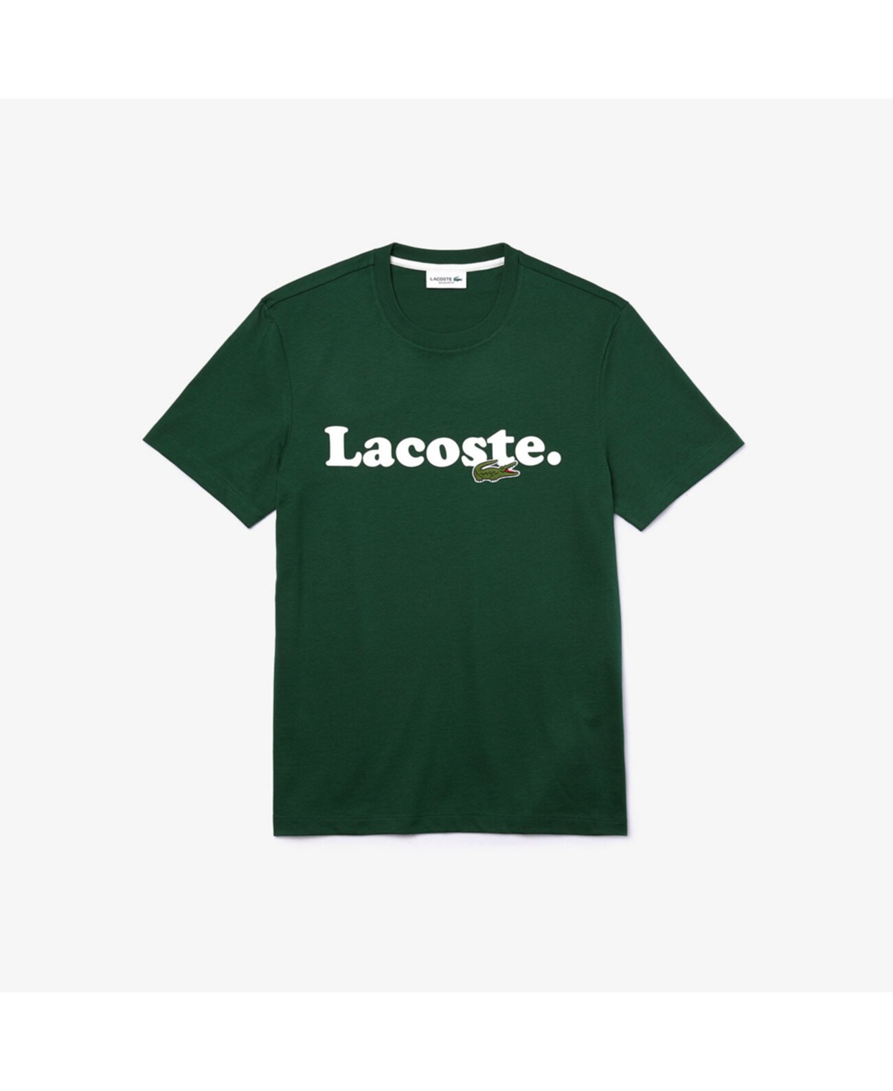 Мужская футболка стандартного кроя с короткими рукавами и круглым вырезом из джерси с логотипом, надписью Lacoste и фирменной вышивкой из крокодиловой кожи Lacoste
