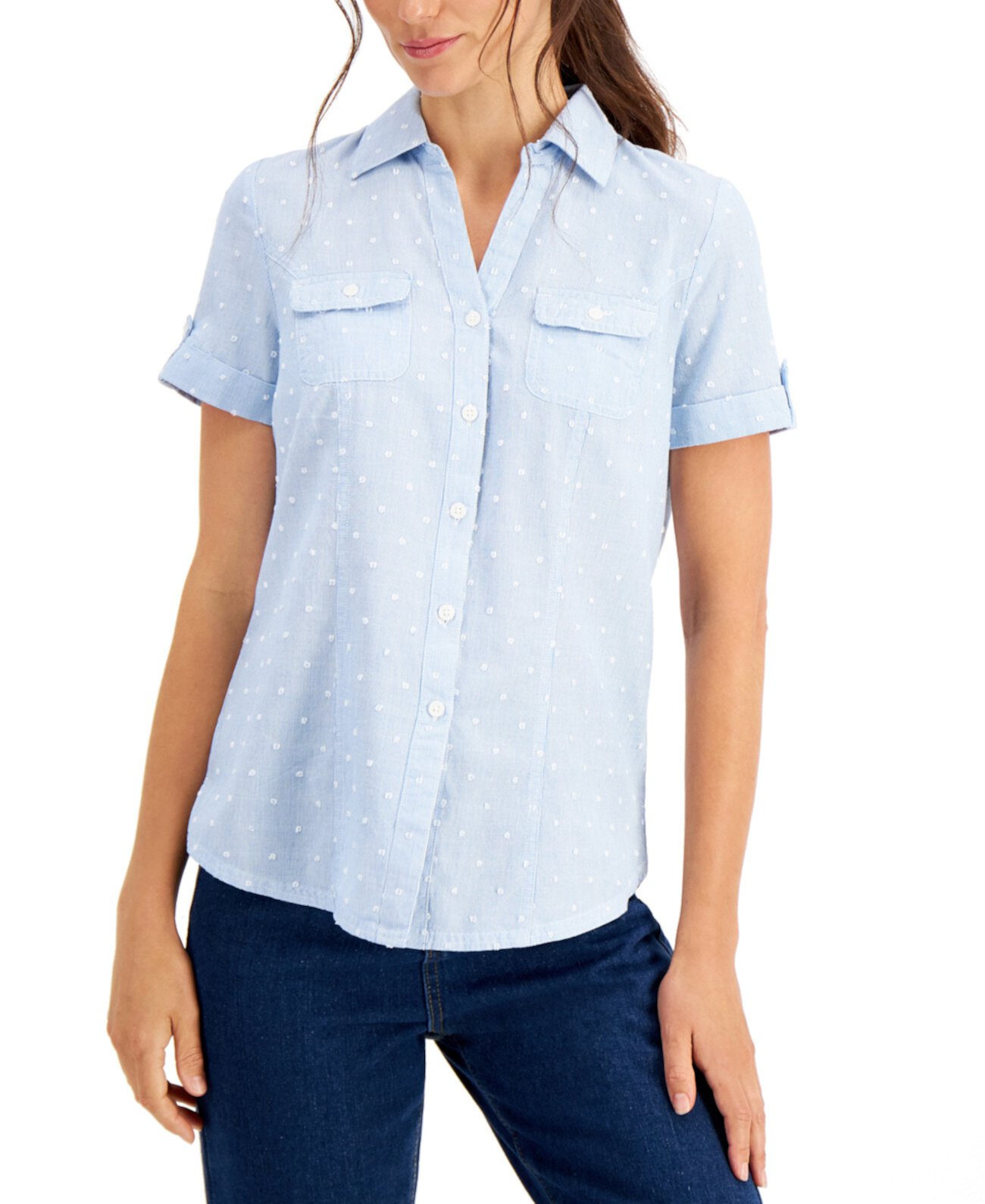 Миниатюрная рубашка с хлопковым принтом в горошек, созданная для Macy's Karen Scott