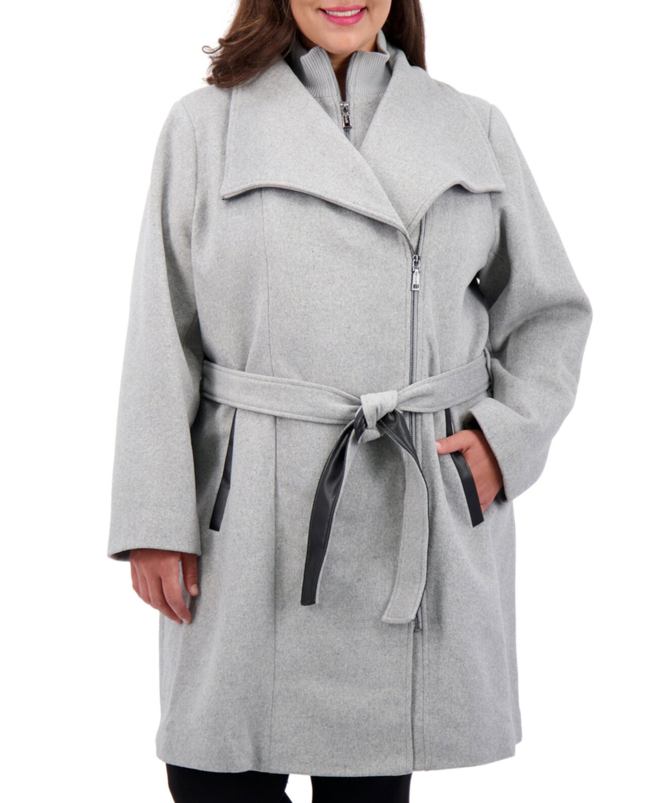 Пальто большого размера с запахом и поясом, созданное для Macy's Vince Camuto