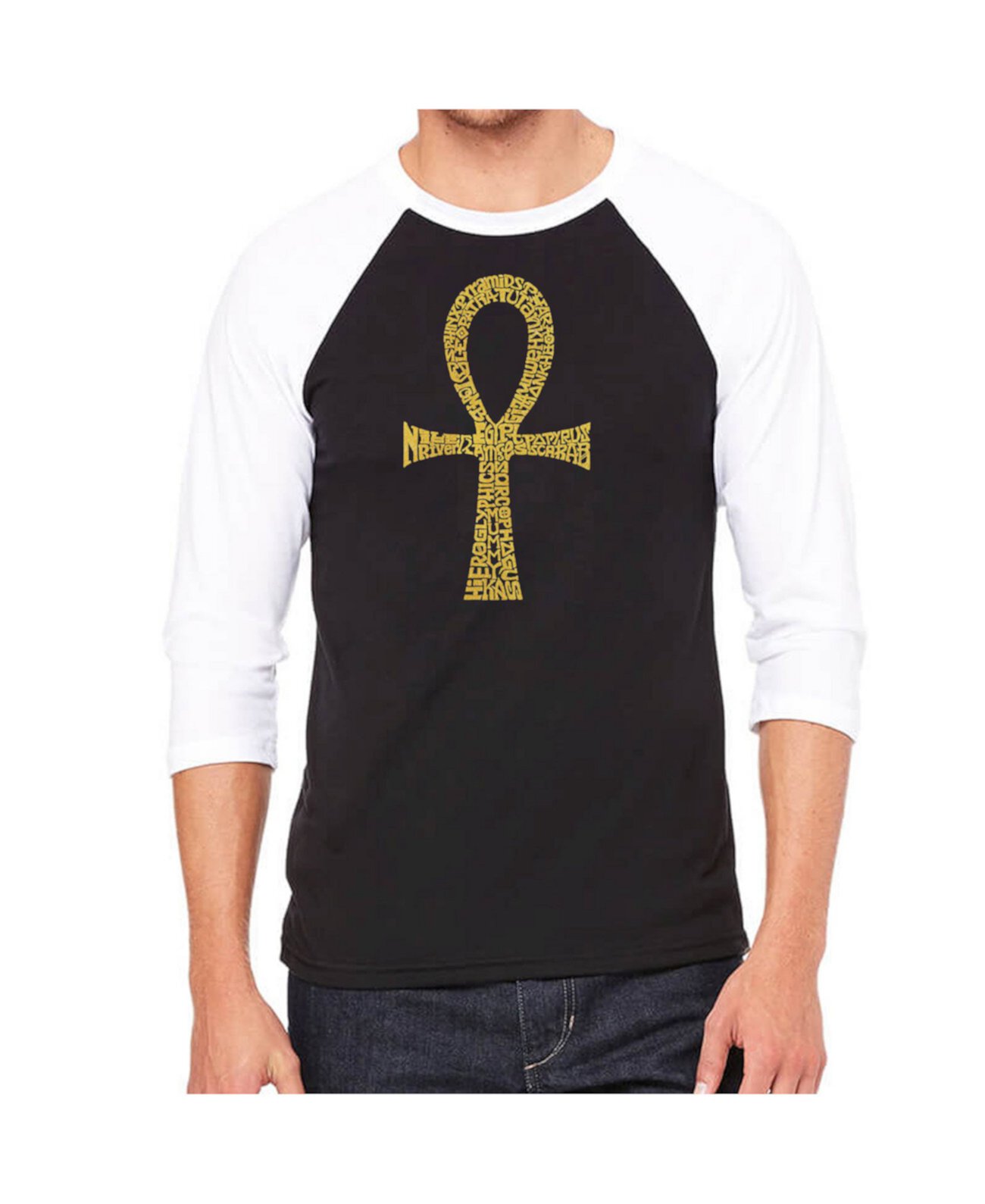 Мужская Футболка LA Pop Art Ankh Raglan Word Art LA Pop Art