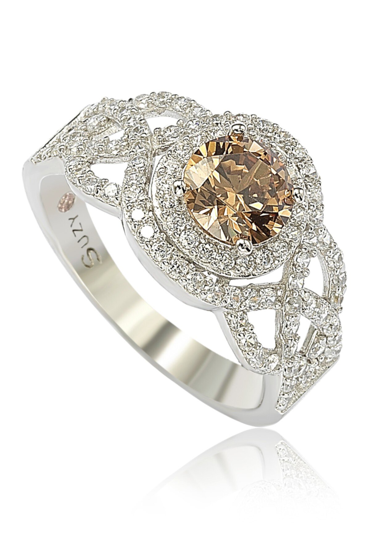 Серебряное свадебное кольцо с коричневым CZ Suzy Levian
