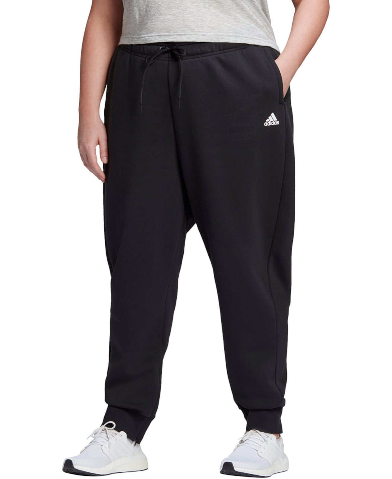 Флисовые брюки-джоггеры большого размера с логотипом Adidas