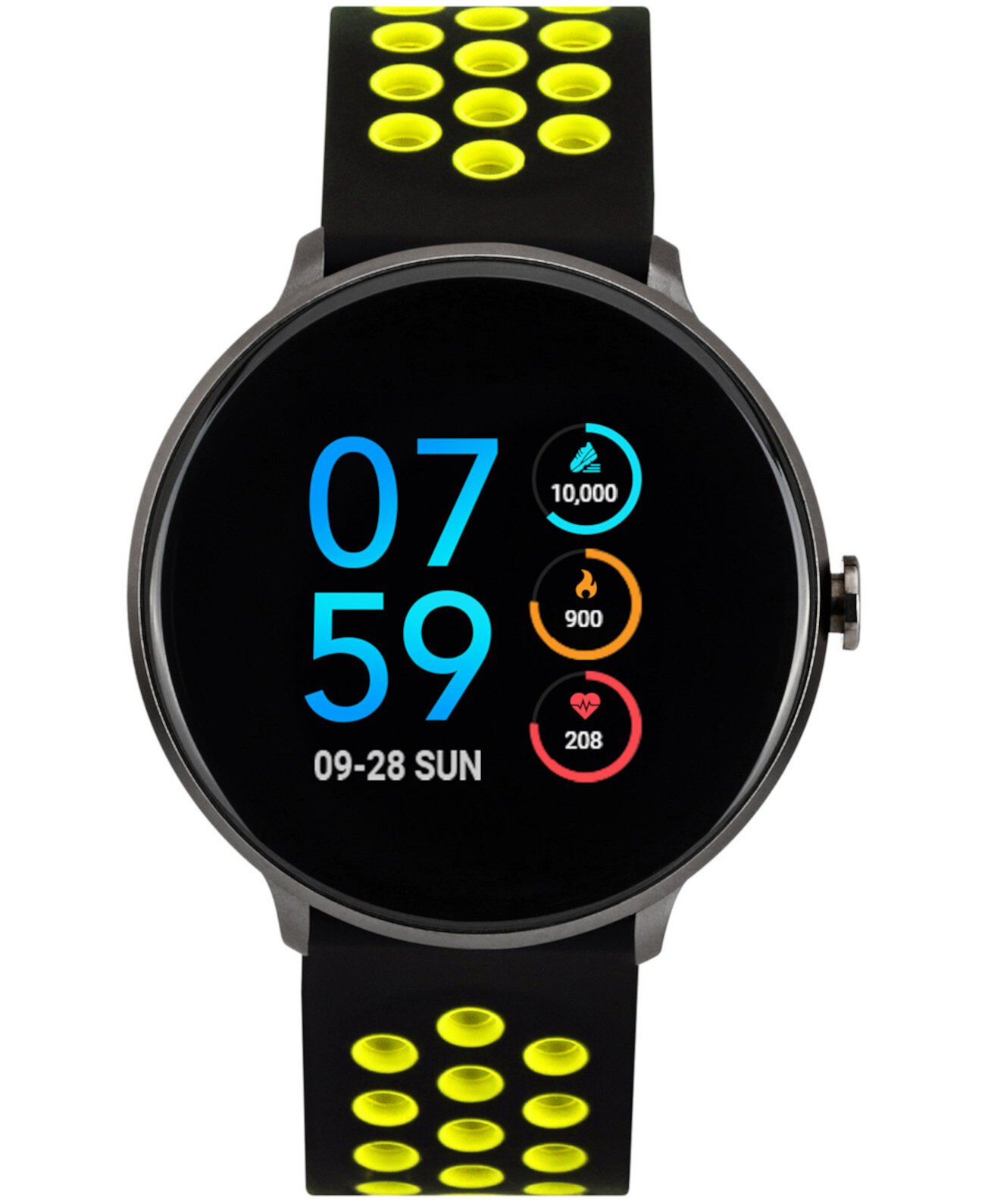 Мужские спортивные умные часы с сенсорным экраном с черным и желтым силиконовым ремешком 43,2 мм ITouch