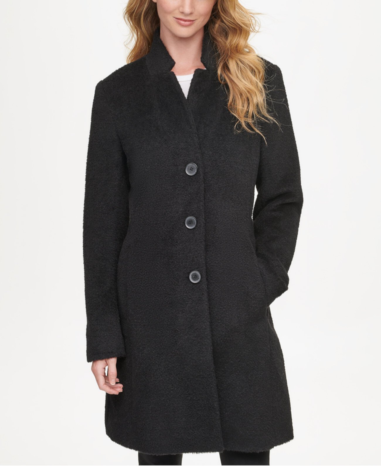 Однобортное пальто Walker Petite, созданное для Macy's DKNY