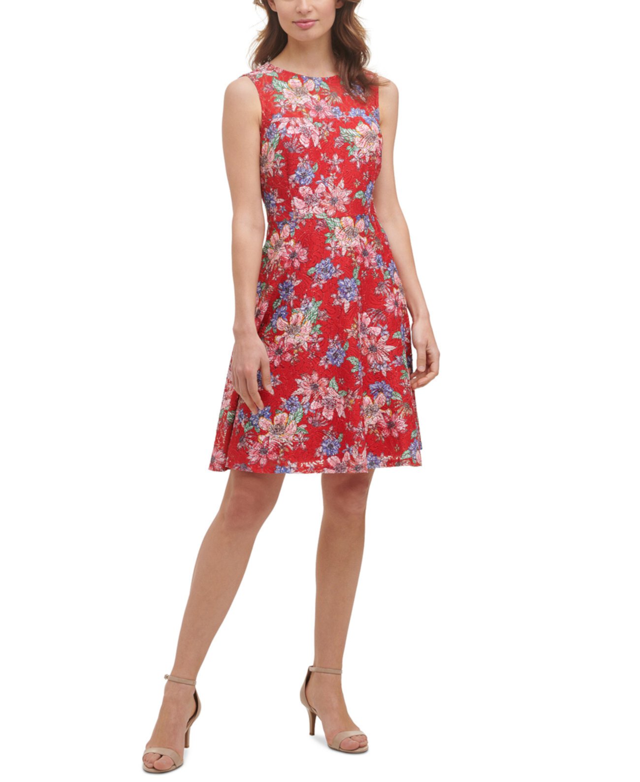 Платье с цветочным кружевом и пышной юбкой Kensie
