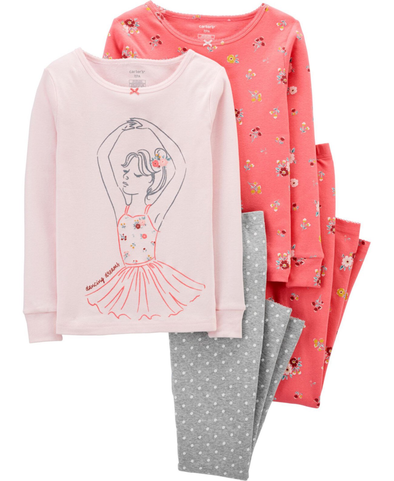Пижамы из 4 предметов Ballerina плотного кроя из хлопка Big Girl Carter's