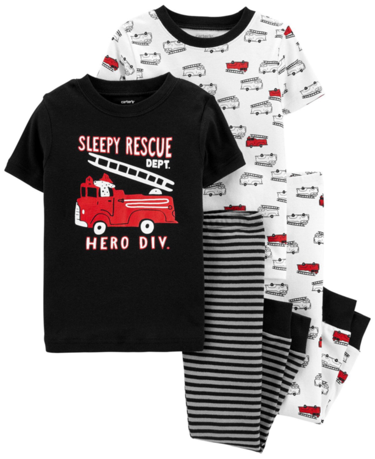 Пижамы из 4 предметов Firetruck Snug Fit для малышей из хлопка Carter's