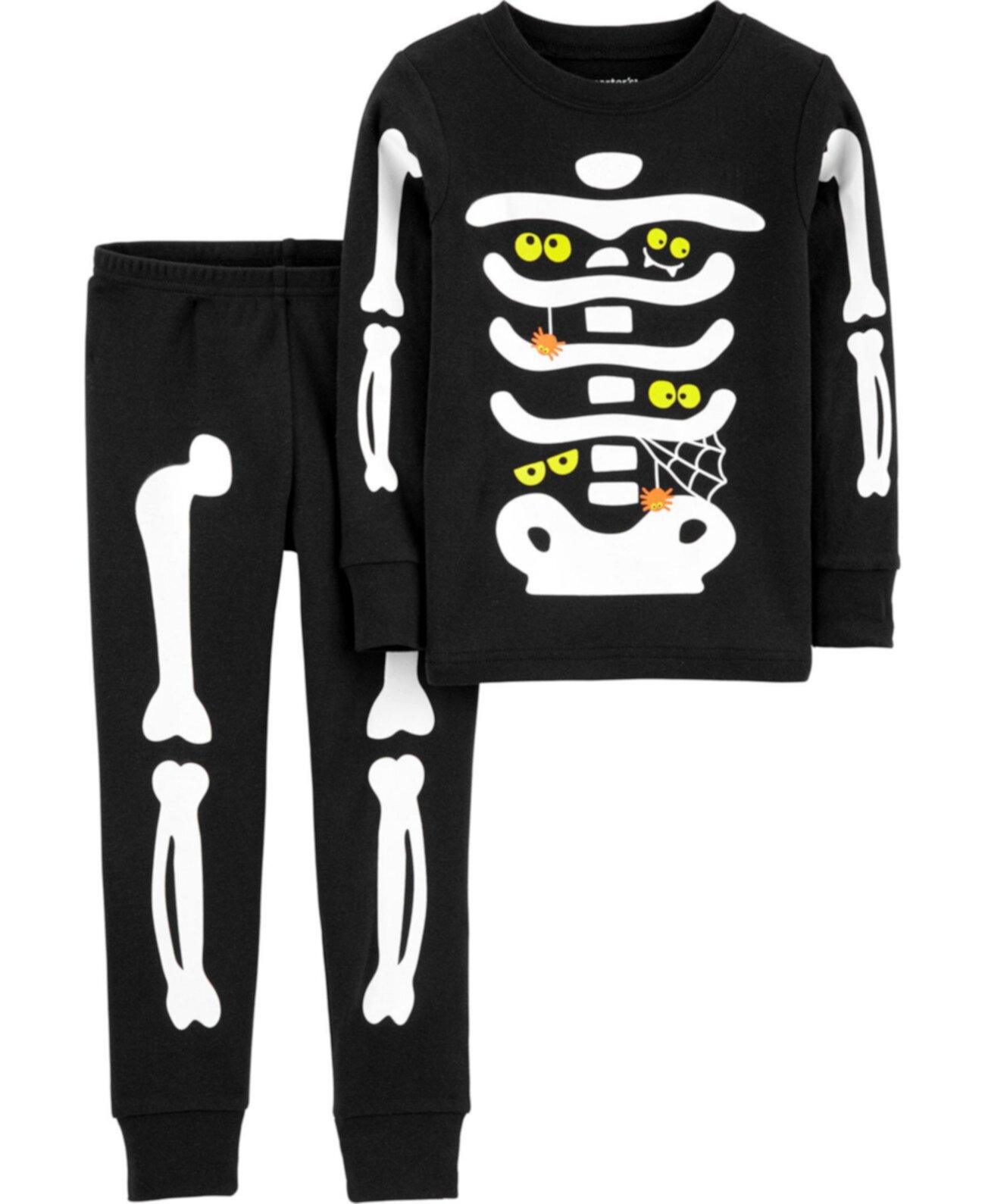 Пижамы из 2 предметов для мальчиков и девочек на Хэллоуин, плотно прилегающие к скелету, хлопковые пижамы Carter's