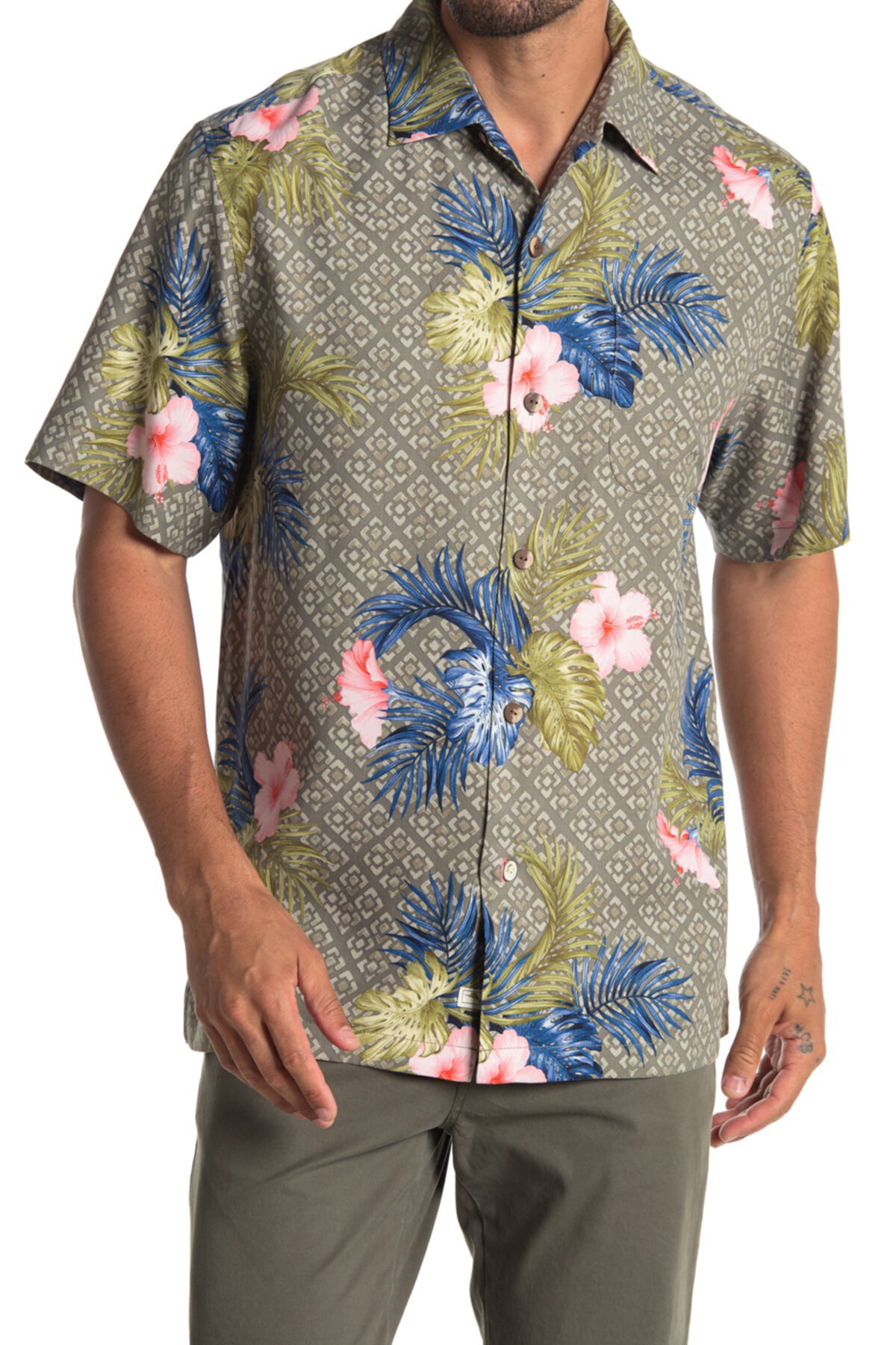 Гавайская шелковая рубашка с коротким рукавом Flora Breezeway Tommy Bahama