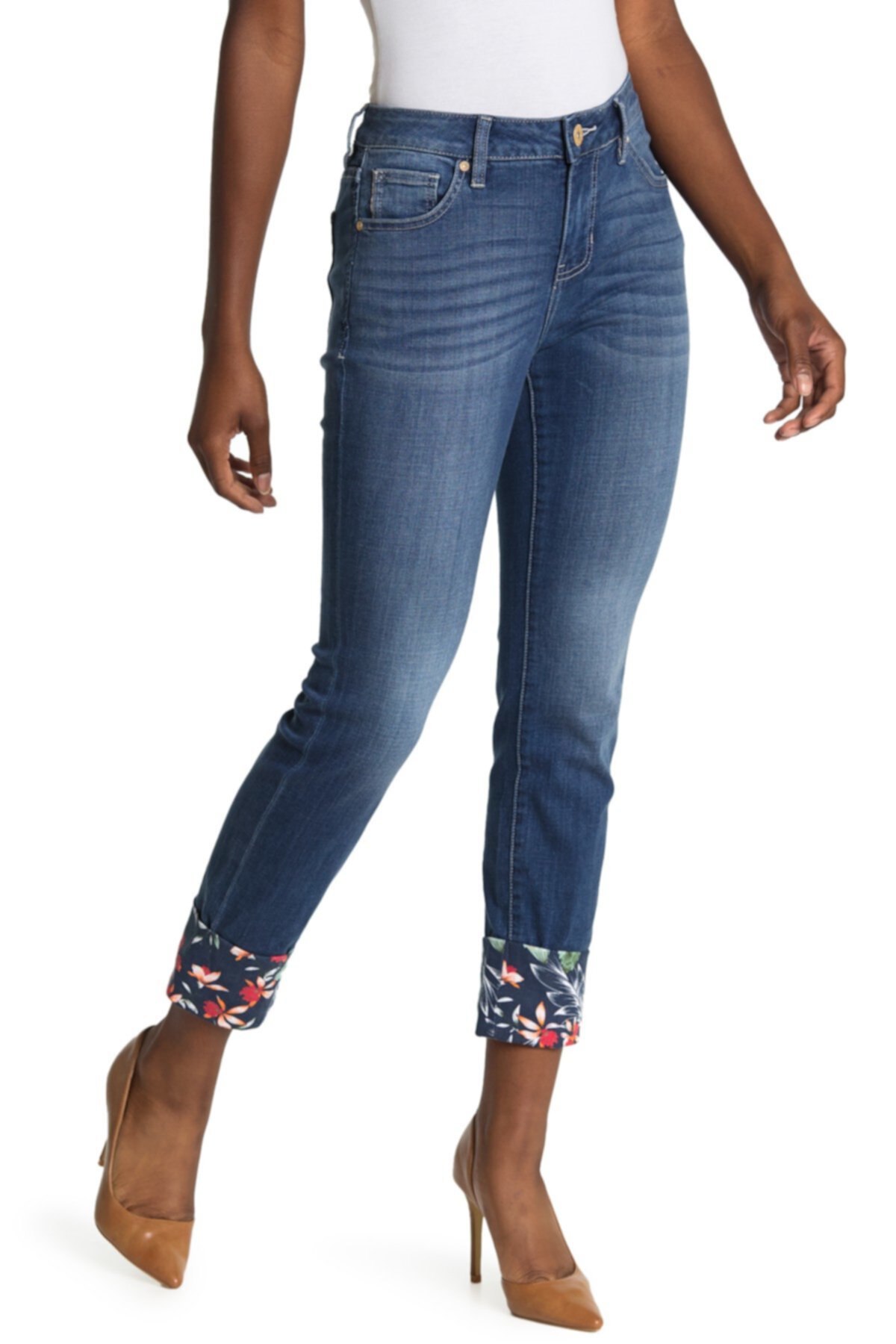 Джинсы Carter с цветочным принтом на манжетах Jag Jeans
