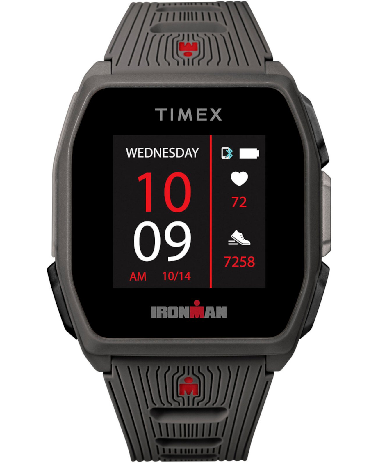 Мужские смарт-часы Ironman R300 с темно-серым силиконовым ремешком и GPS с пульсометром 41 мм Timex