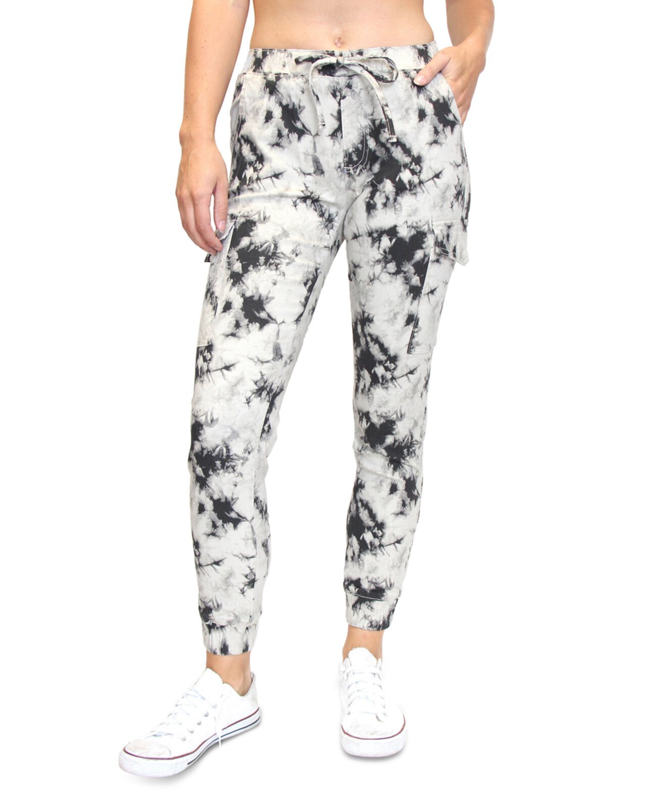 Crave Fame Juniors' Tie-Dyed Cargo Jogger Pants Almost Famous