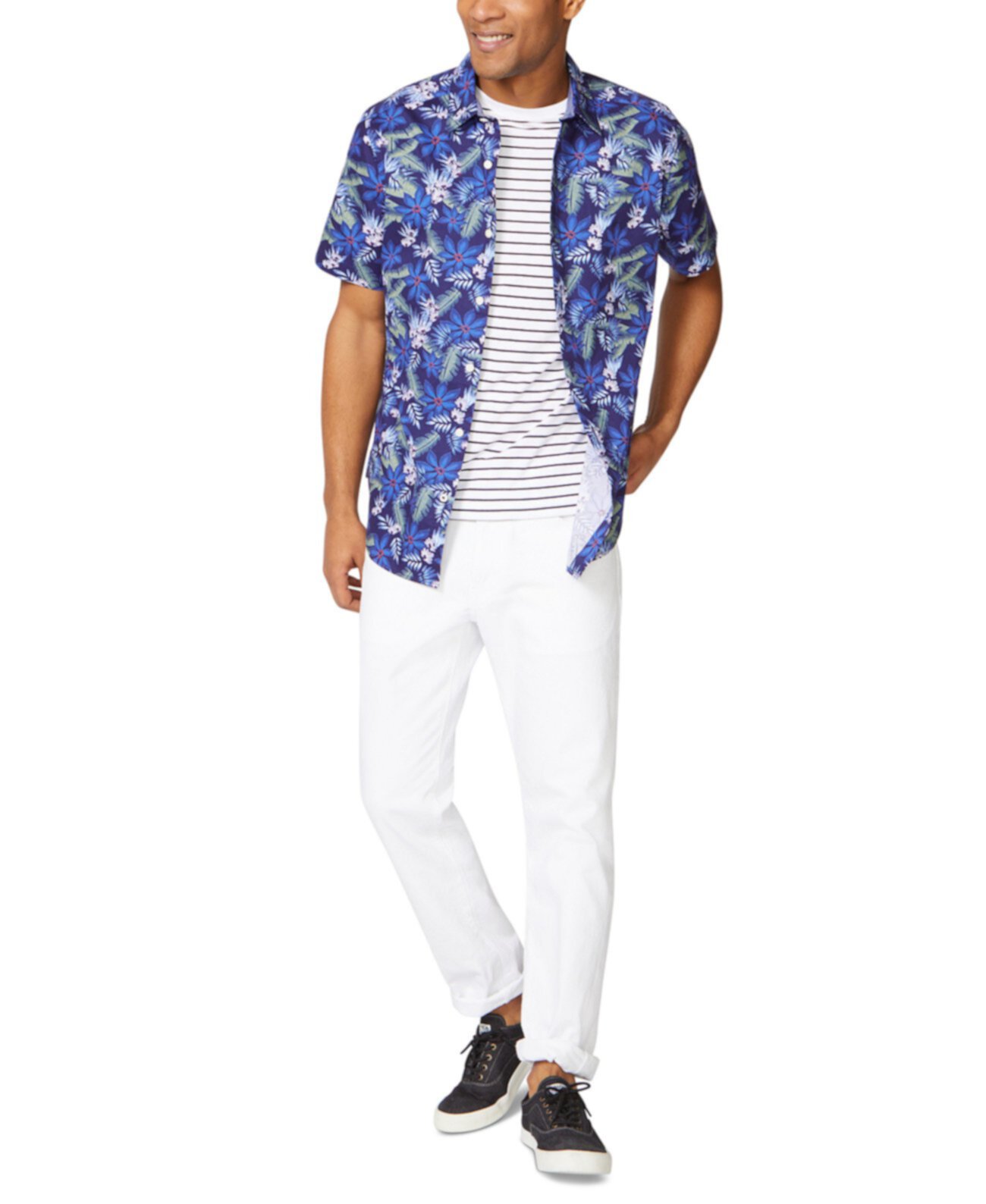 Мужская оксфордская рубашка с тропическим цветочным принтом Nautica