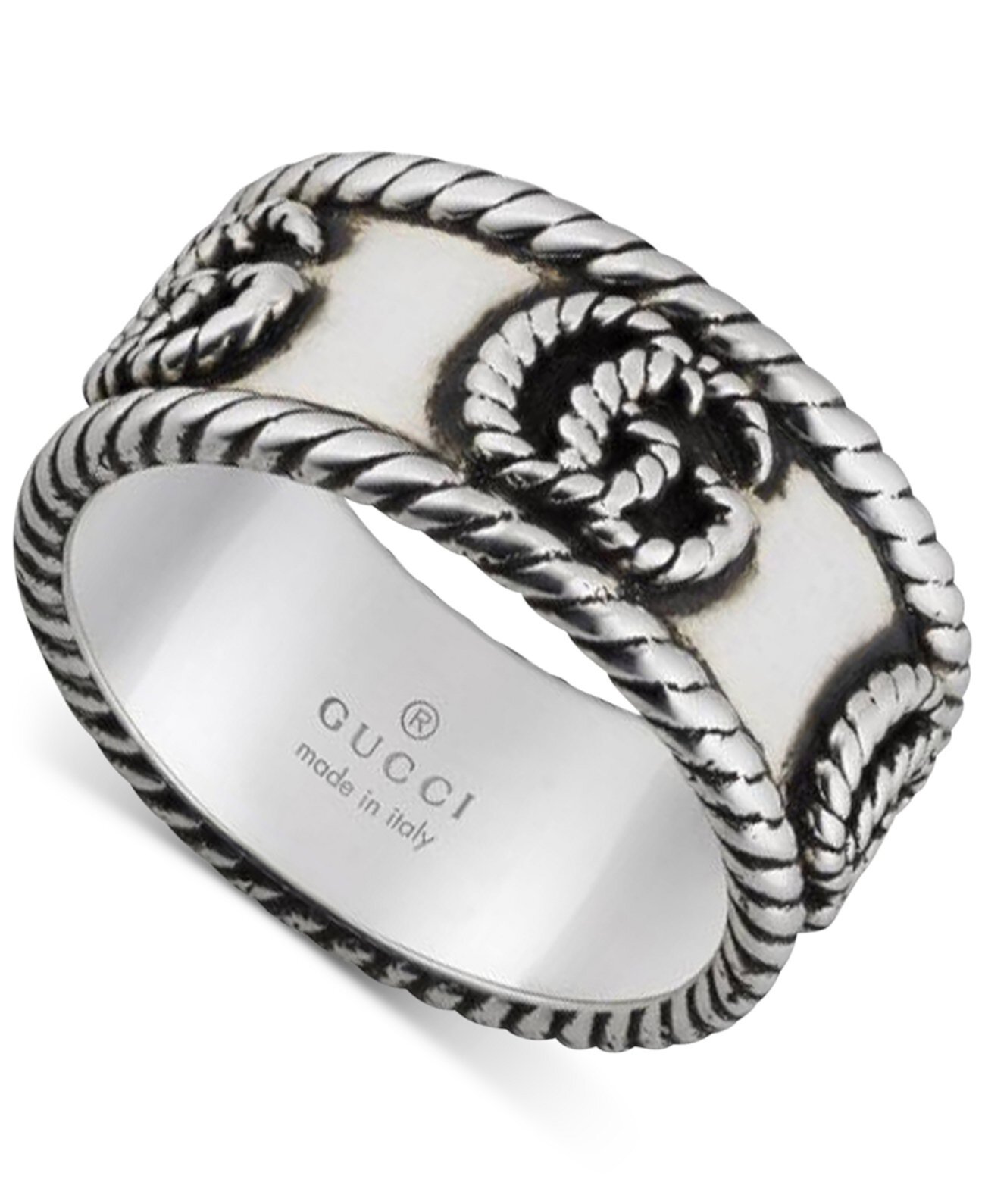 Массивное кольцо с двойной буквой G из стерлингового серебра GUCCI