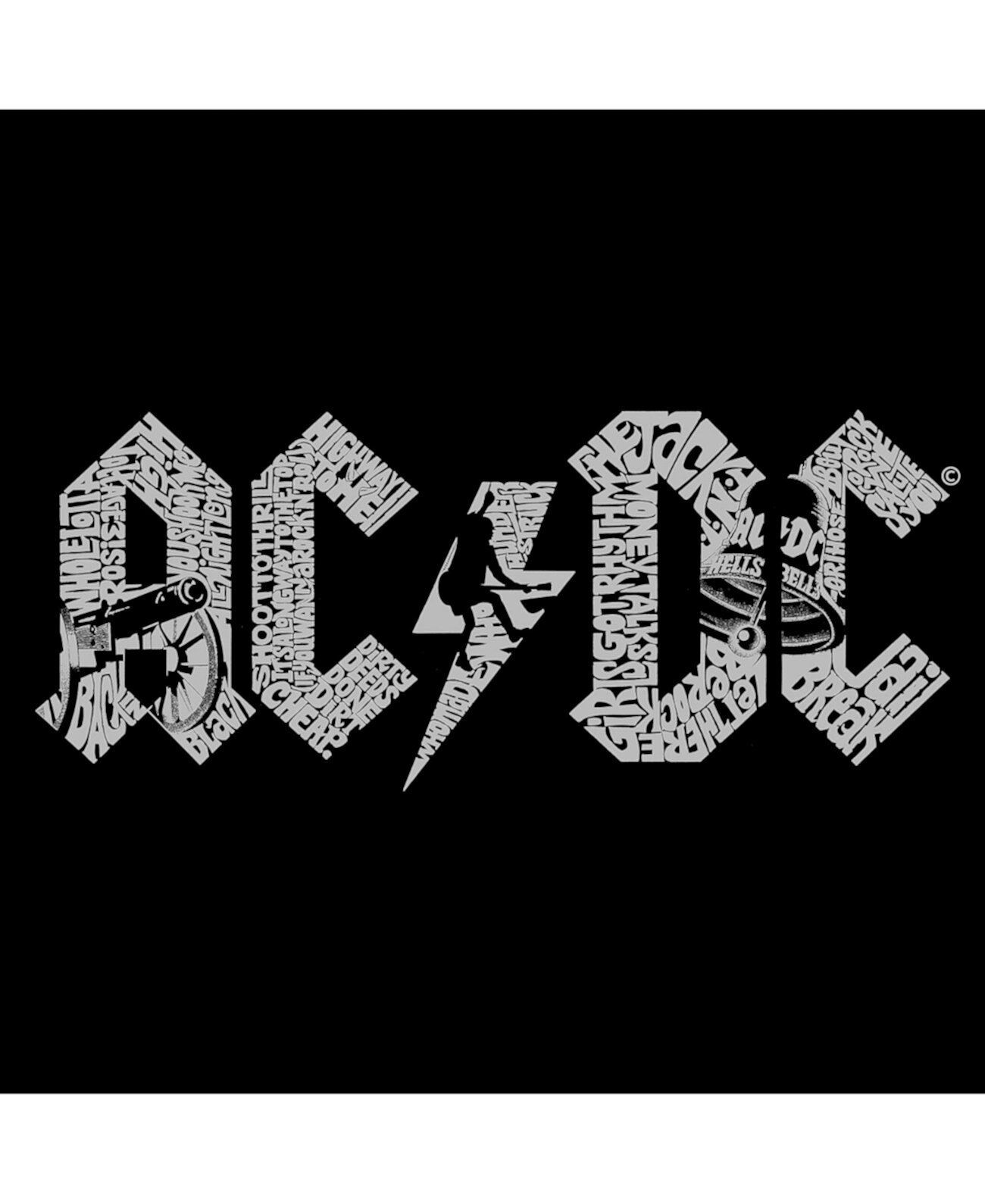 Мужская футболка реглан AC / DC Word Art LA Pop Art