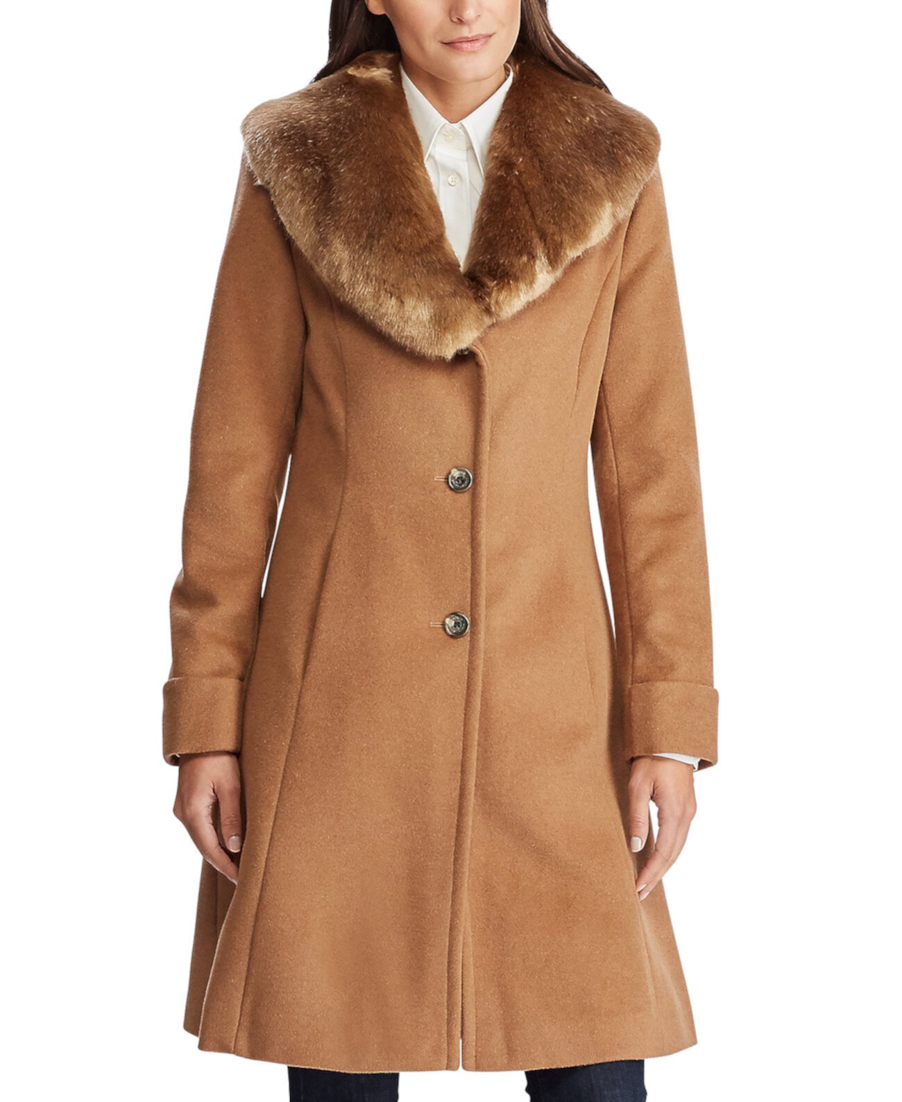 Пальто из смесовой шерсти с отделкой из искусственного меха, созданное для Macy's Ralph Lauren