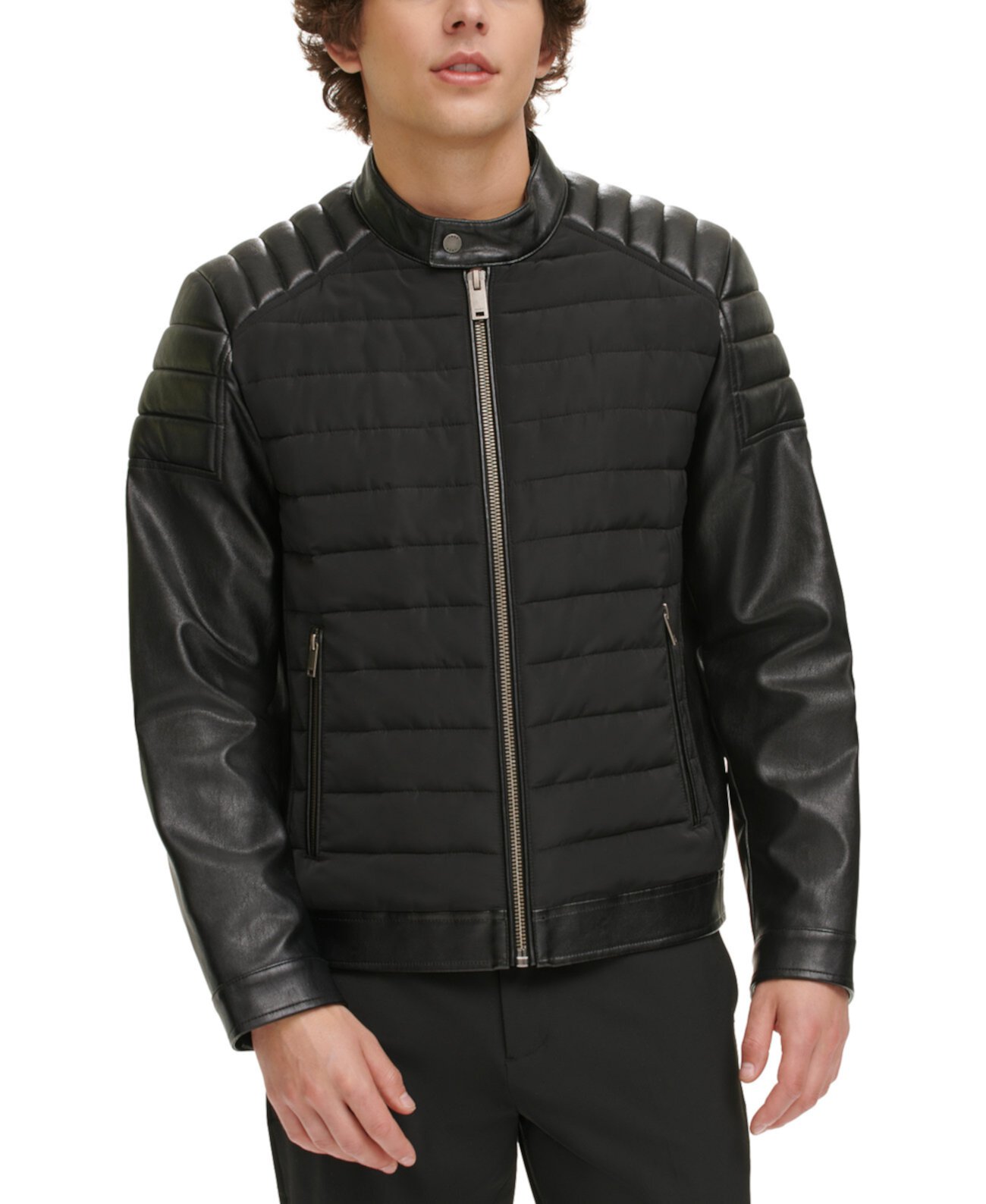 Стеганая мужская куртка Racer из смешанной техники, созданная для Macy's DKNY