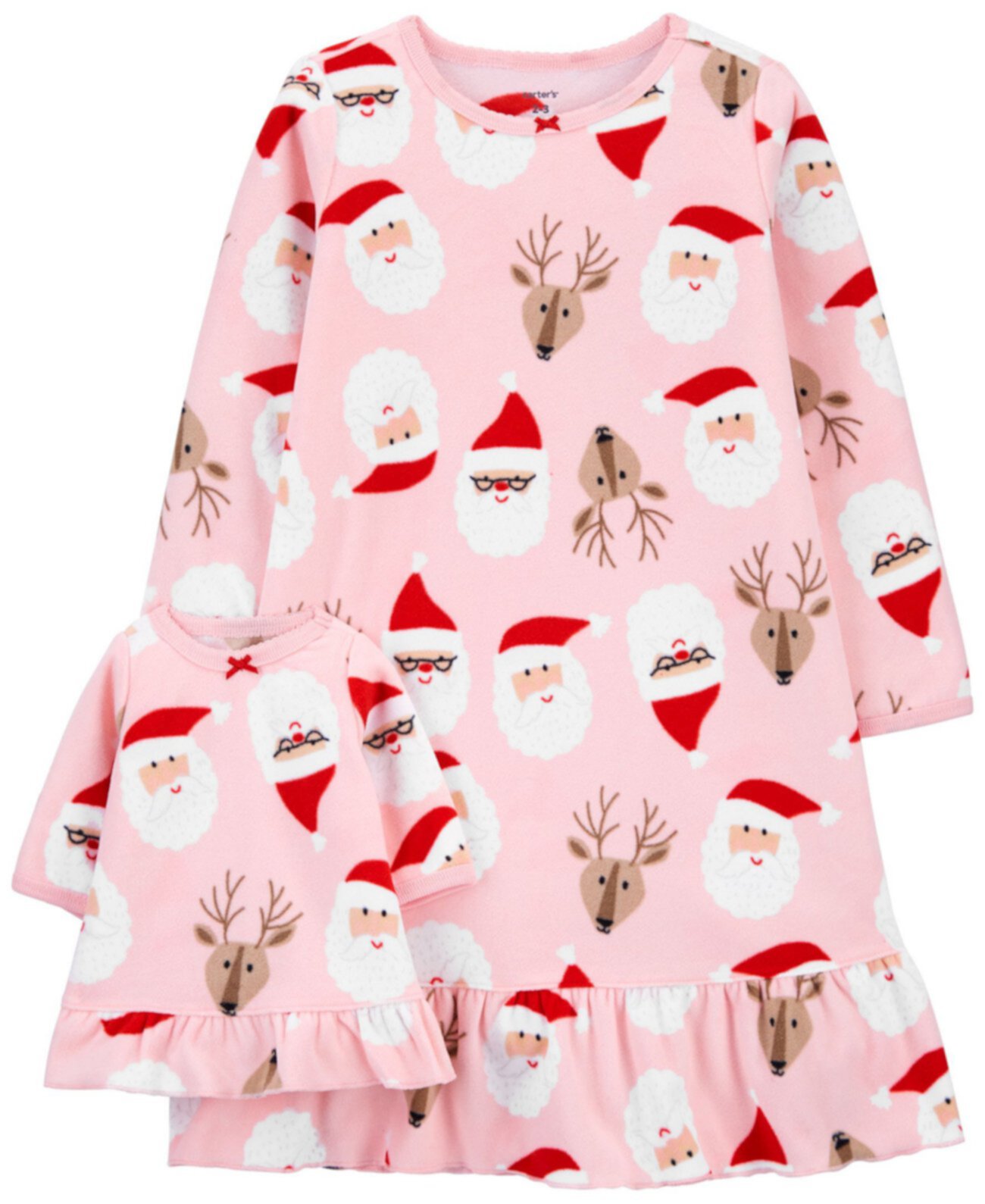 Комплект подходящей ночной рубашки Санта-Клауса для маленьких девочек и кукольной ночной рубашки Carter's