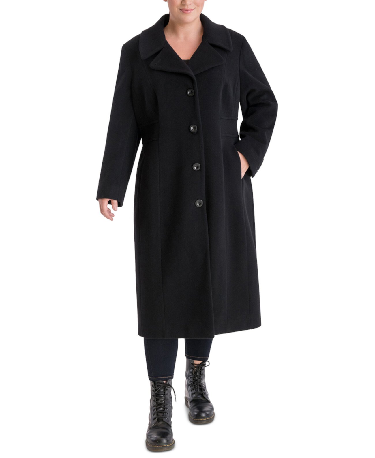 Однобортное макси-пальто больших размеров Anne Klein