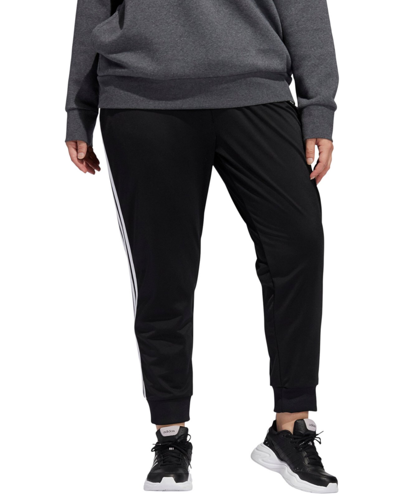 Трикотажные брюки большого размера с молнией во всю длину Adidas