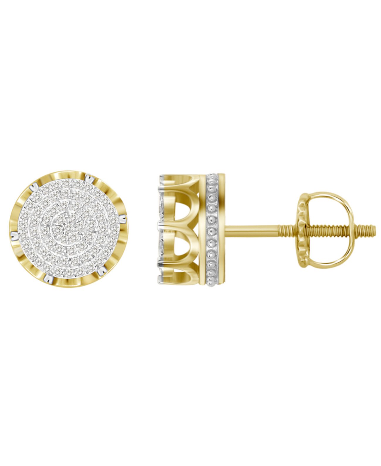Мужские серьги с бриллиантами (1/3 карата) из желтого золота 10 карат Macy's