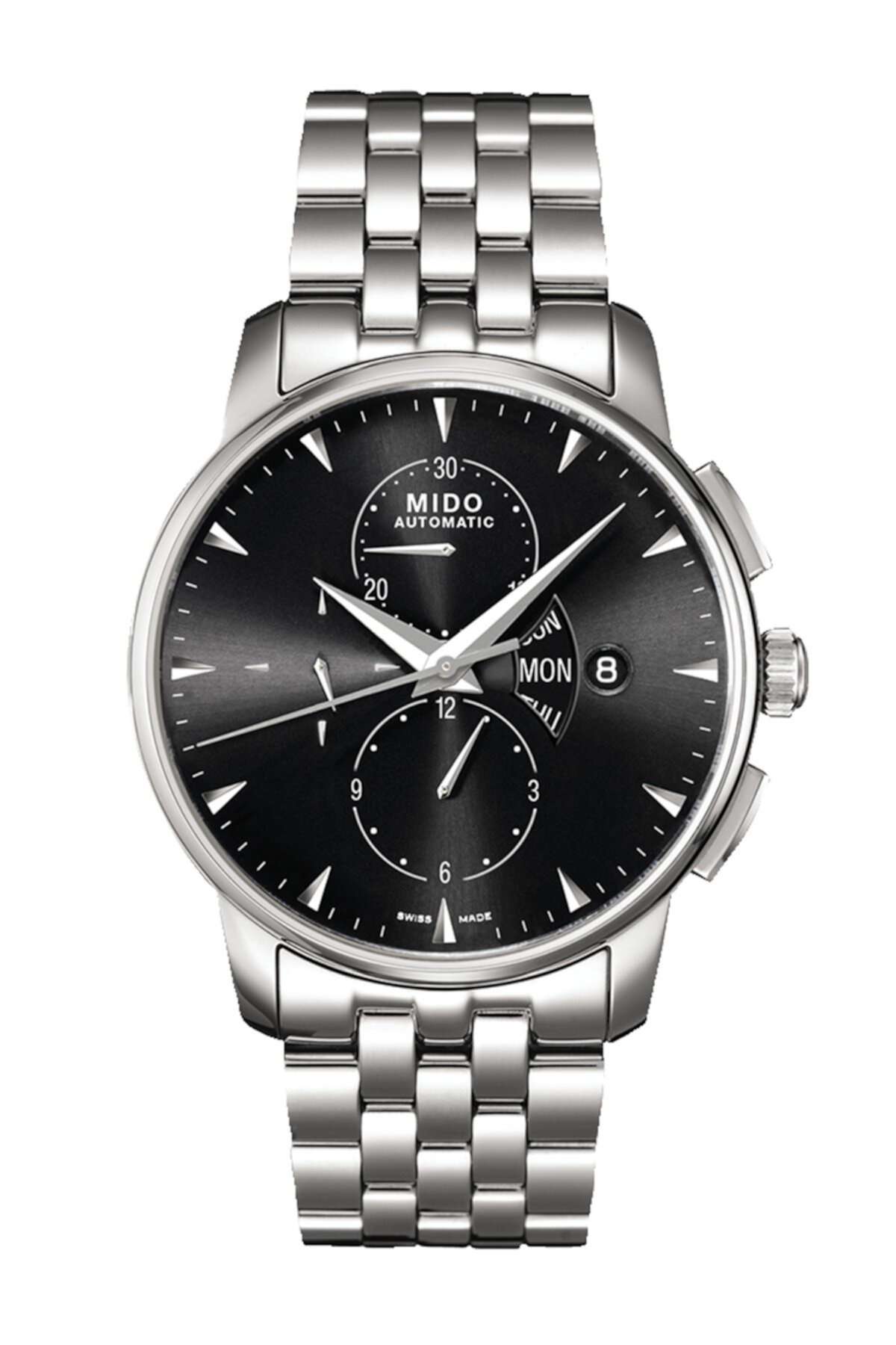 Мужские часы Baroncelli с автоматическим хронографом и черным циферблатом из нержавеющей стали, 42 мм MIDO