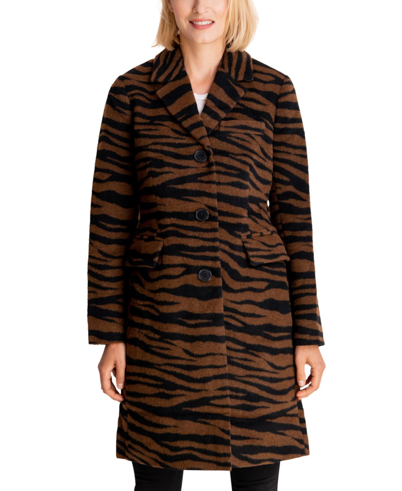 Однобортное пальто Walker с принтом зебры, созданное для Macy's Michael Kors