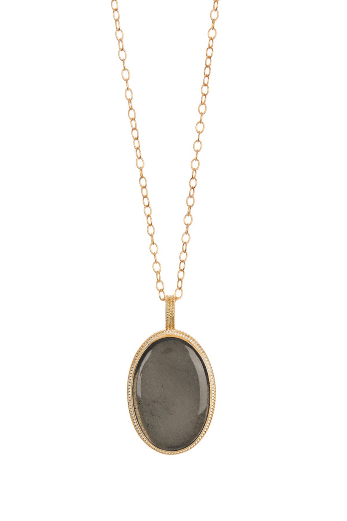 Ожерелье с гладким пиритом из стерлингового серебра с покрытием из золота 18 карат Anna Beck