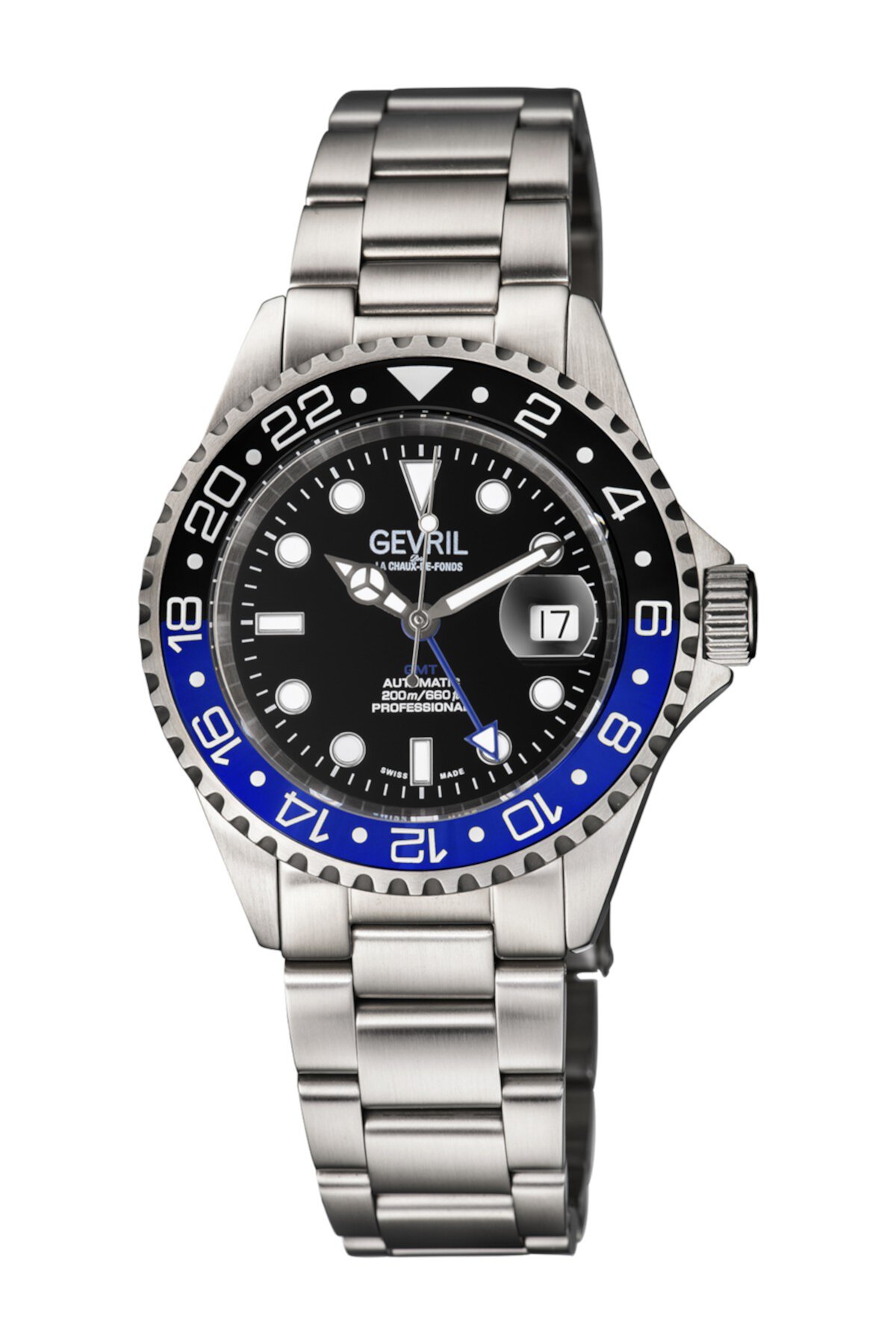 Мужские часы Wall Street Swiss Automatic Diver с браслетом, 43 мм Gevril