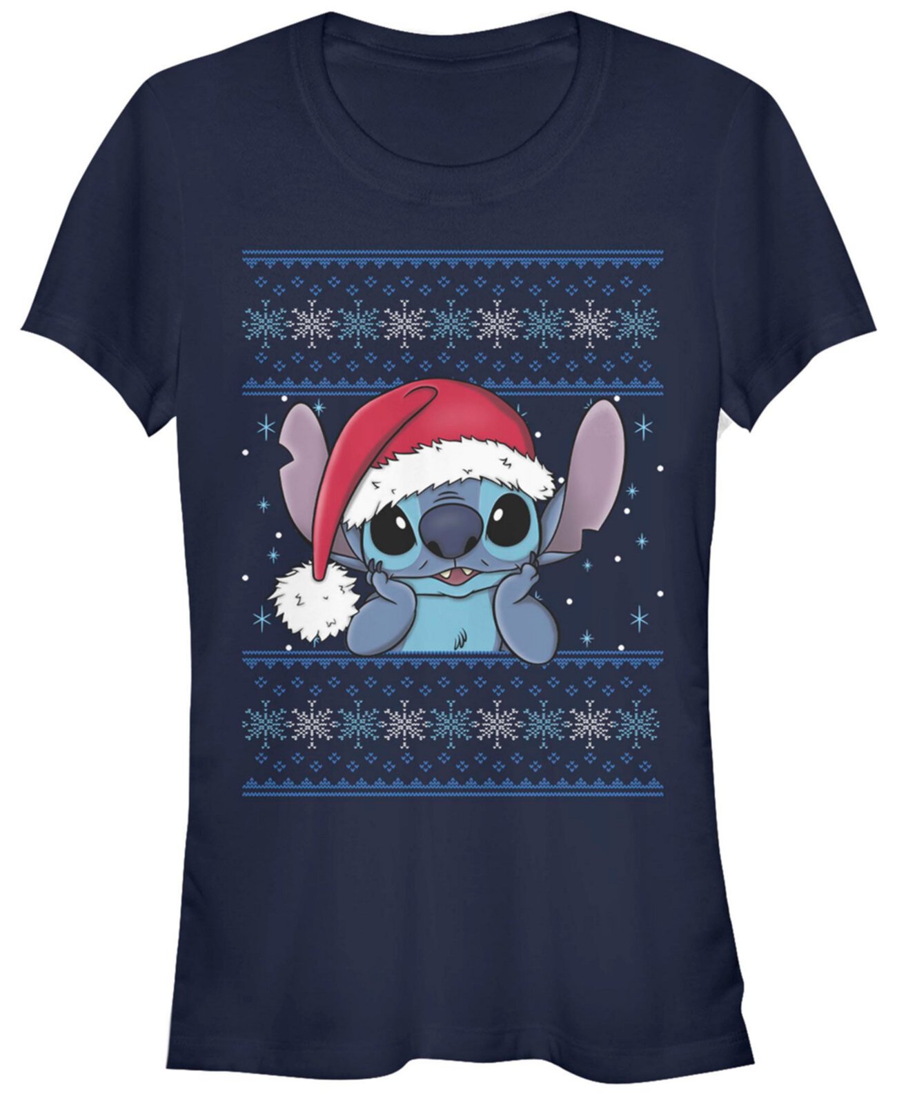 Женская футболка с короткими рукавами Disney Lilo Stitch Holiday Stitch Wearing Santa Hat FIFTH SUN