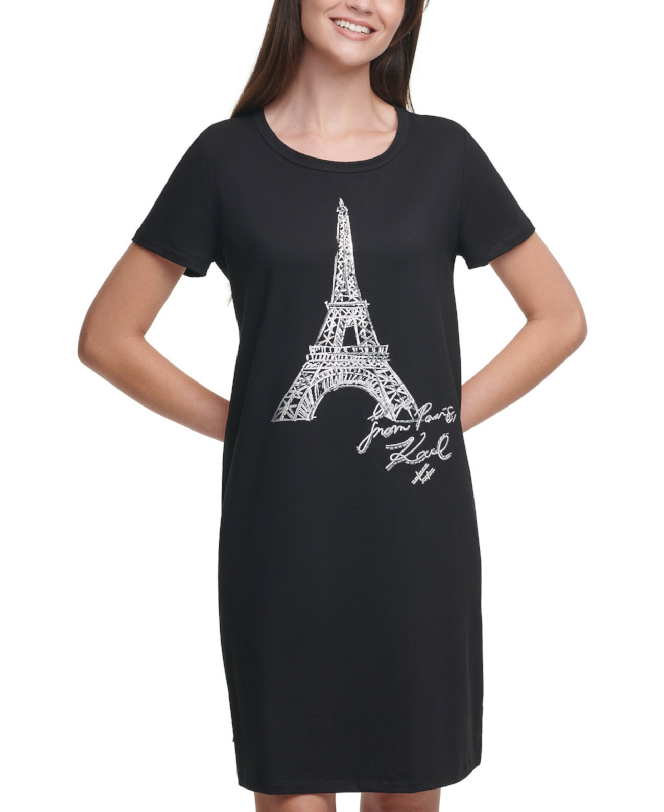 Платье-футболка Karl Lagerfeld с пайетками и Эйфелевой башней Karl Lagerfeld Paris