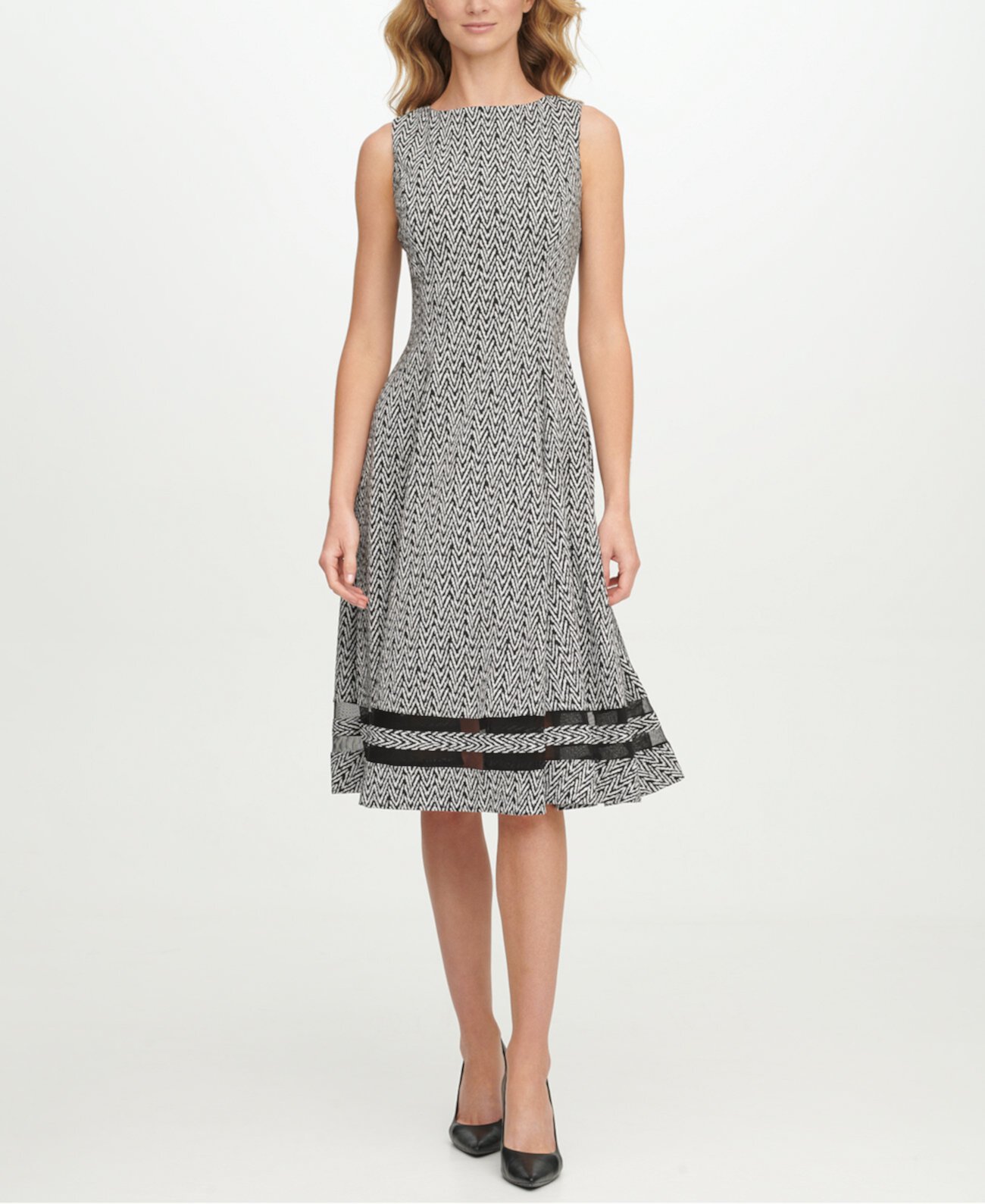 Платье с сетчатыми вставками и принтом Calvin Klein