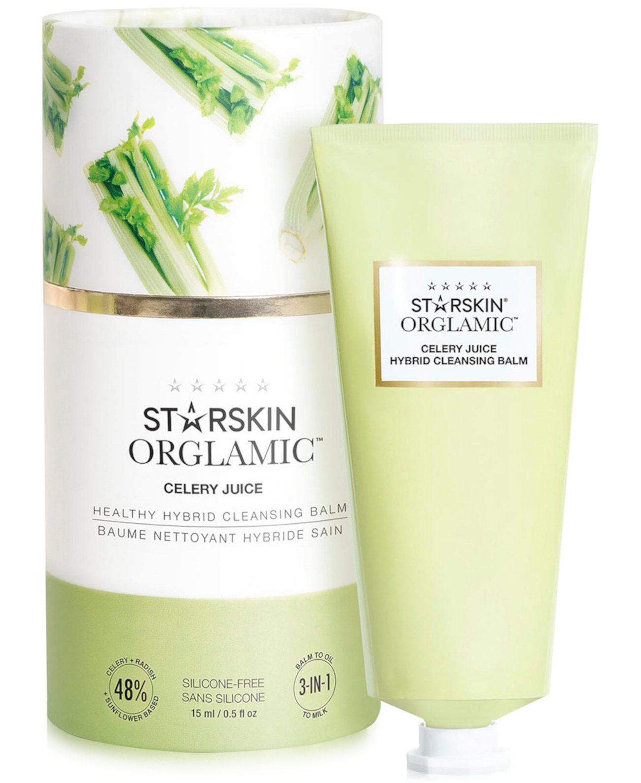 Здоровый гибридный очищающий бальзам Orglamic Celery Juice Healthy Hybrid, 0,5 унции. STARSKIN