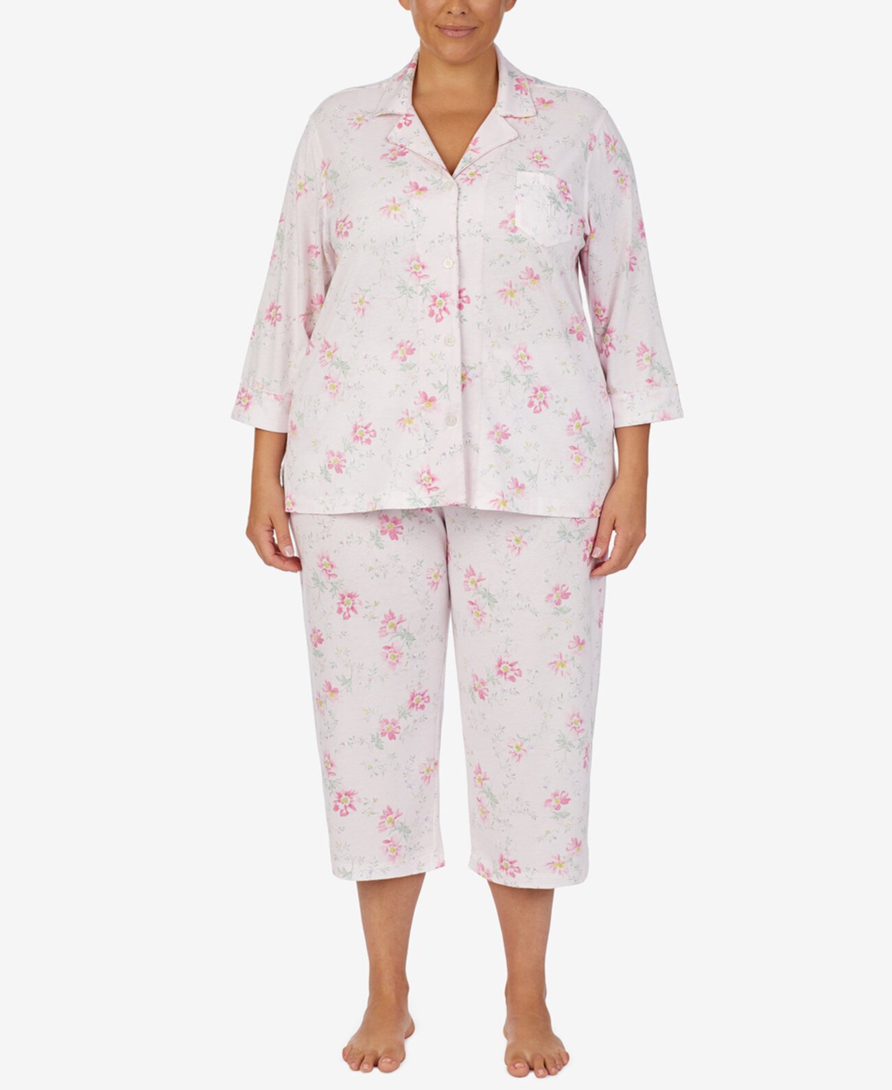 Пижамный комплект с капри и брюками большого размера с принтом Ralph Lauren