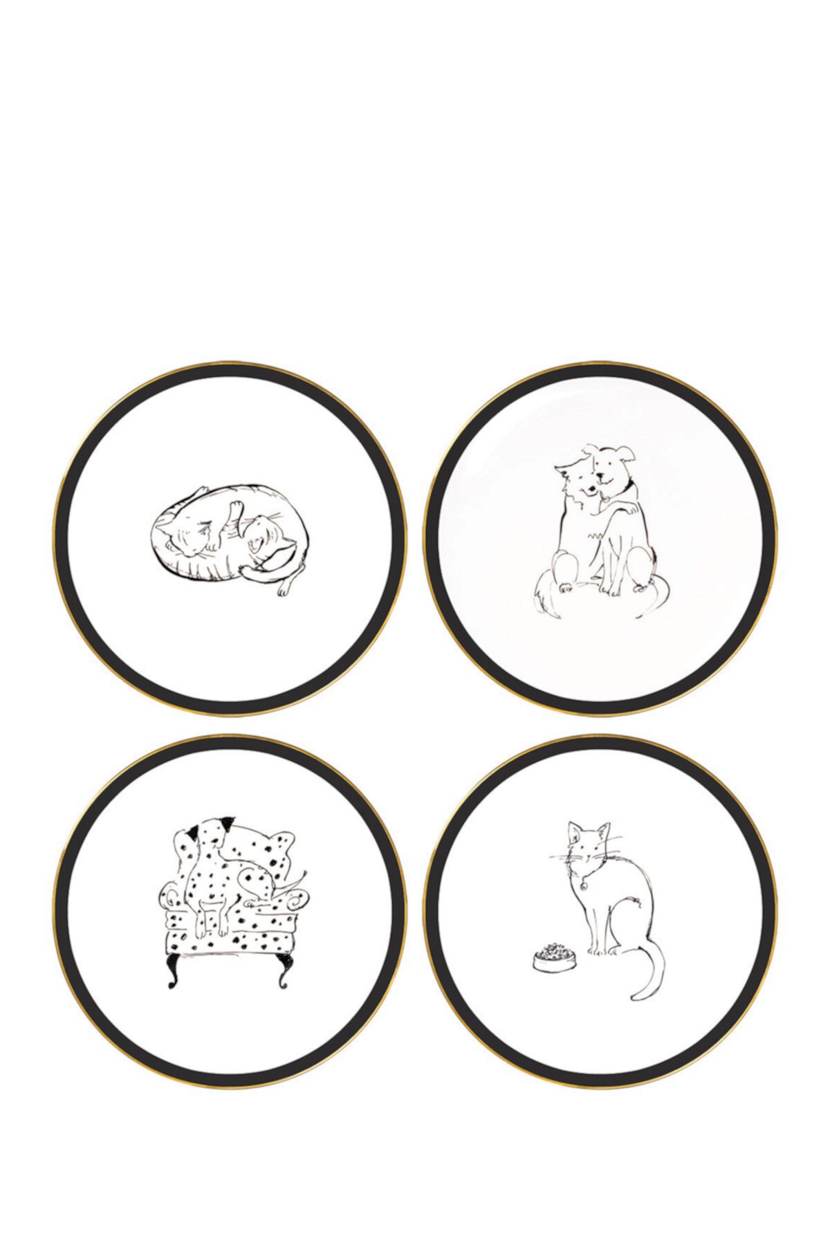 Набор фарфоровых тарелок - Sketch Pets Punch Studio