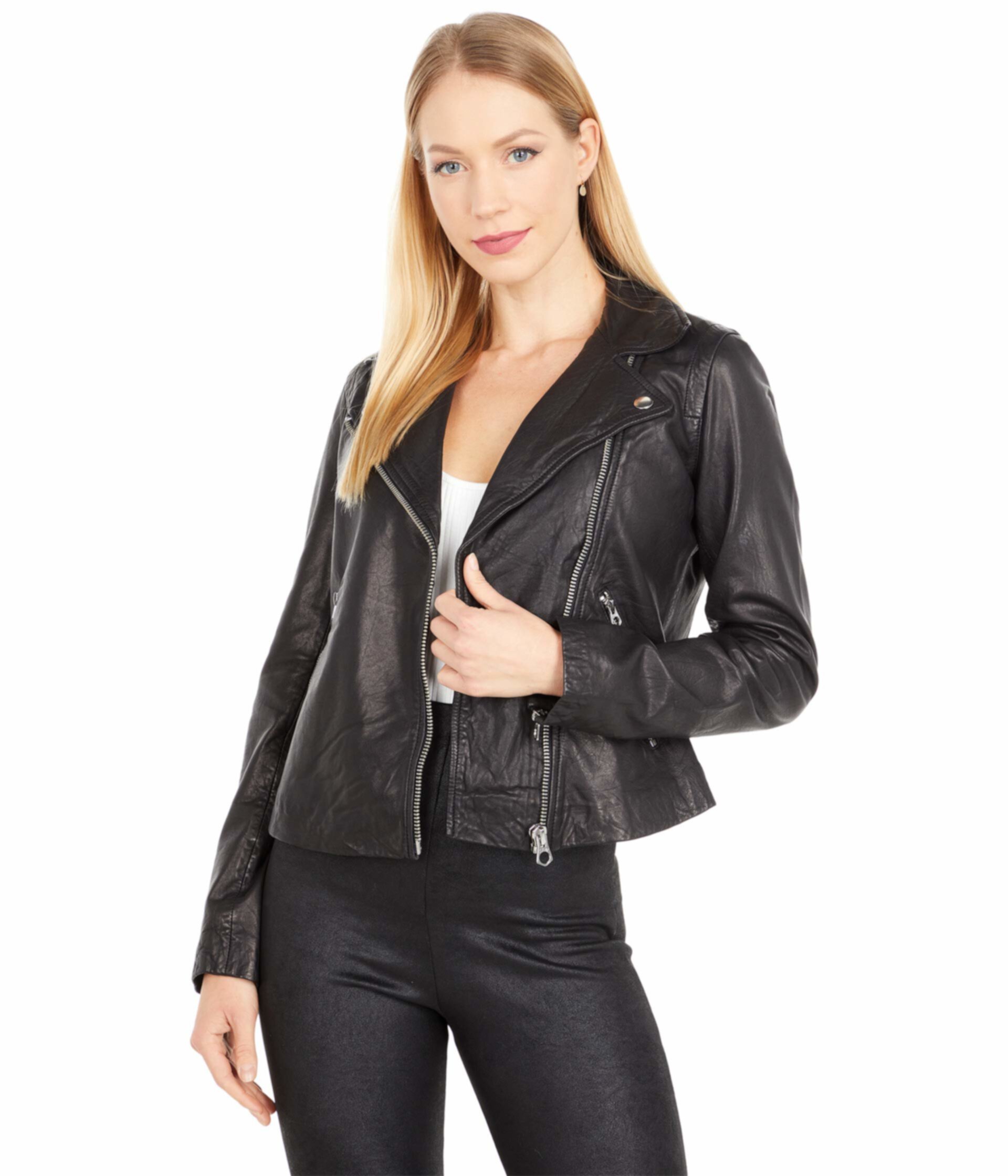 Женская Повседневная Куртка Madewell Washed Leather Motorcycle Madewell