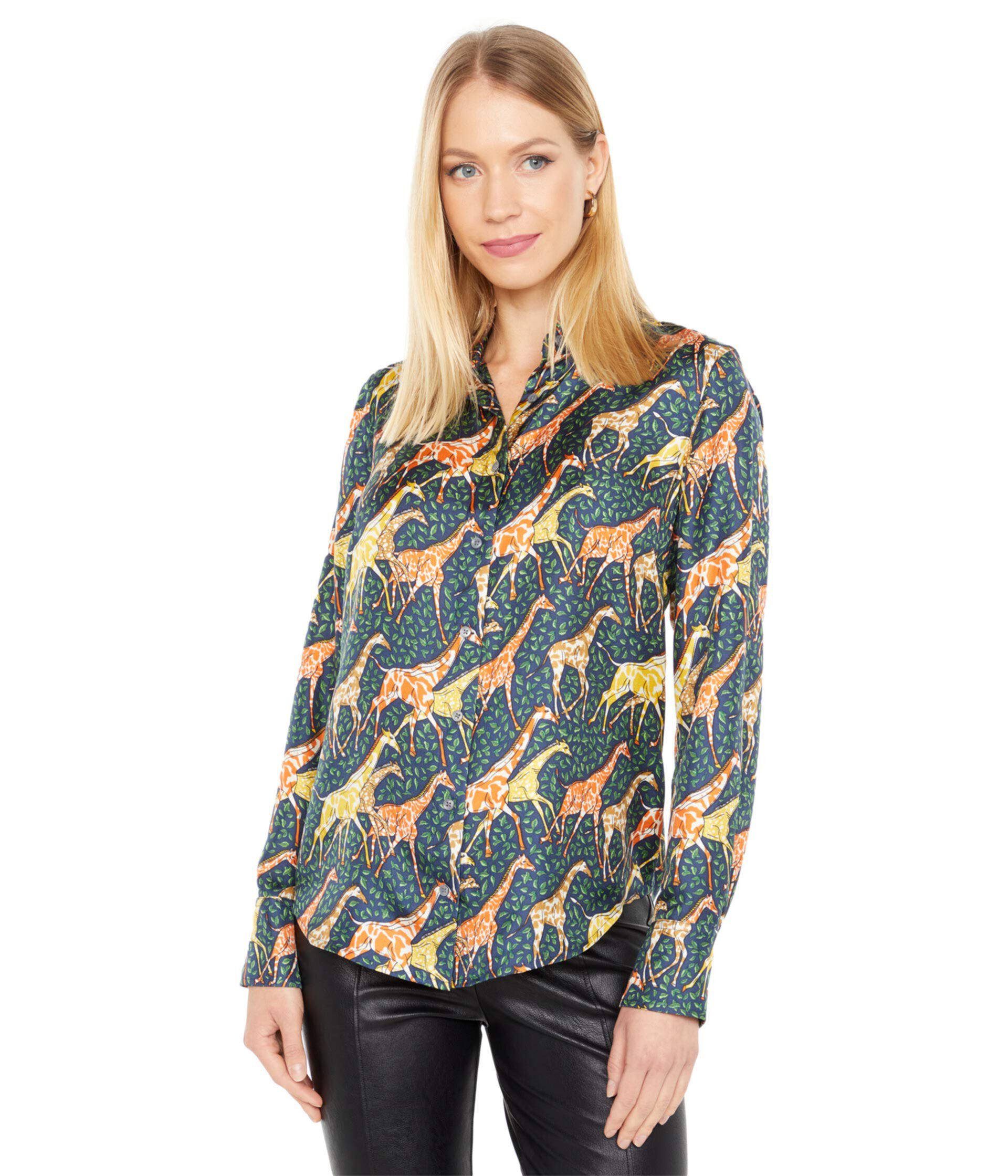 Коллекция Рубашка из шелкового твила с принтом Sleepy Giraffes J.Crew