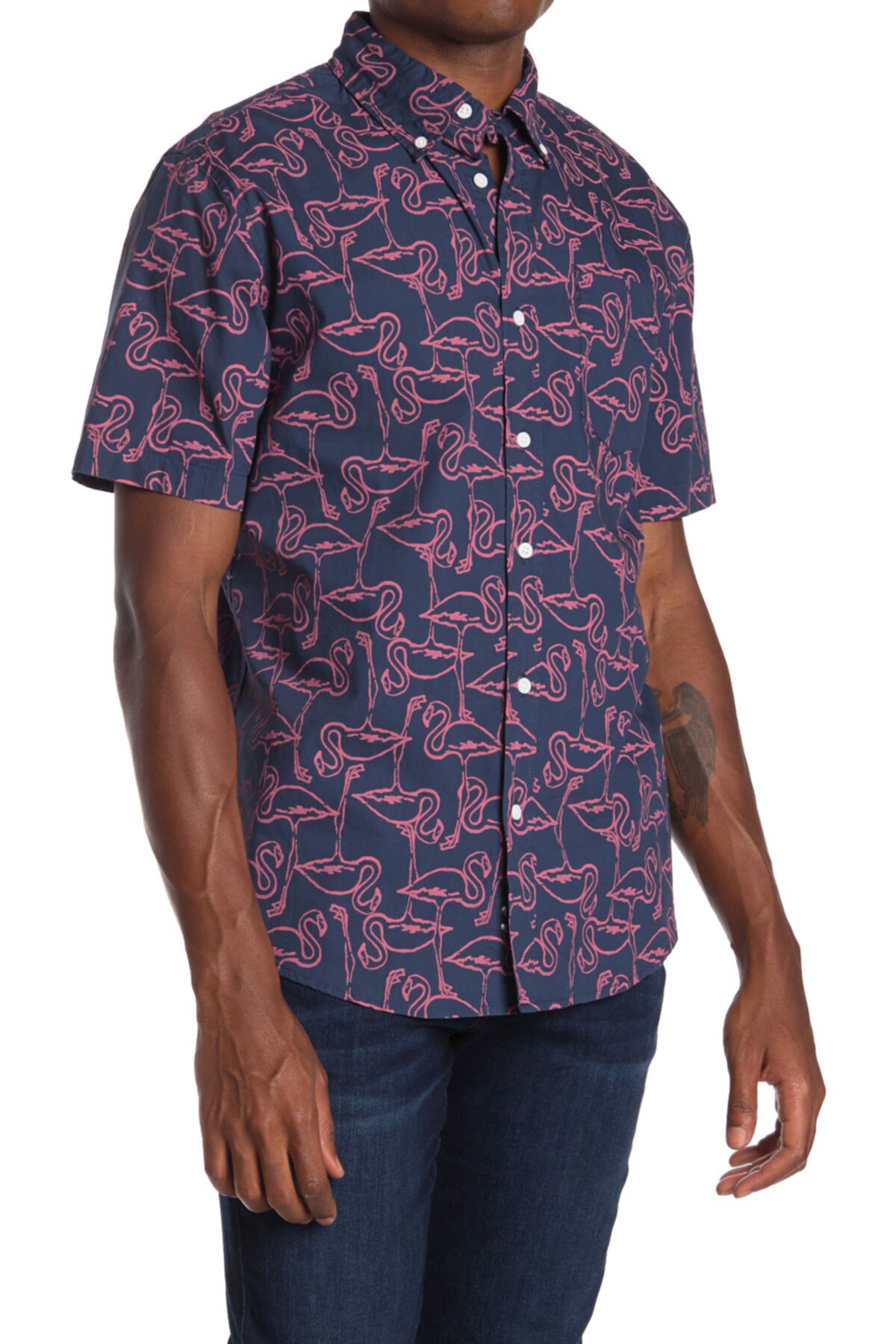 Рубашка с коротким рукавом с принтом фламинго Joe Fresh