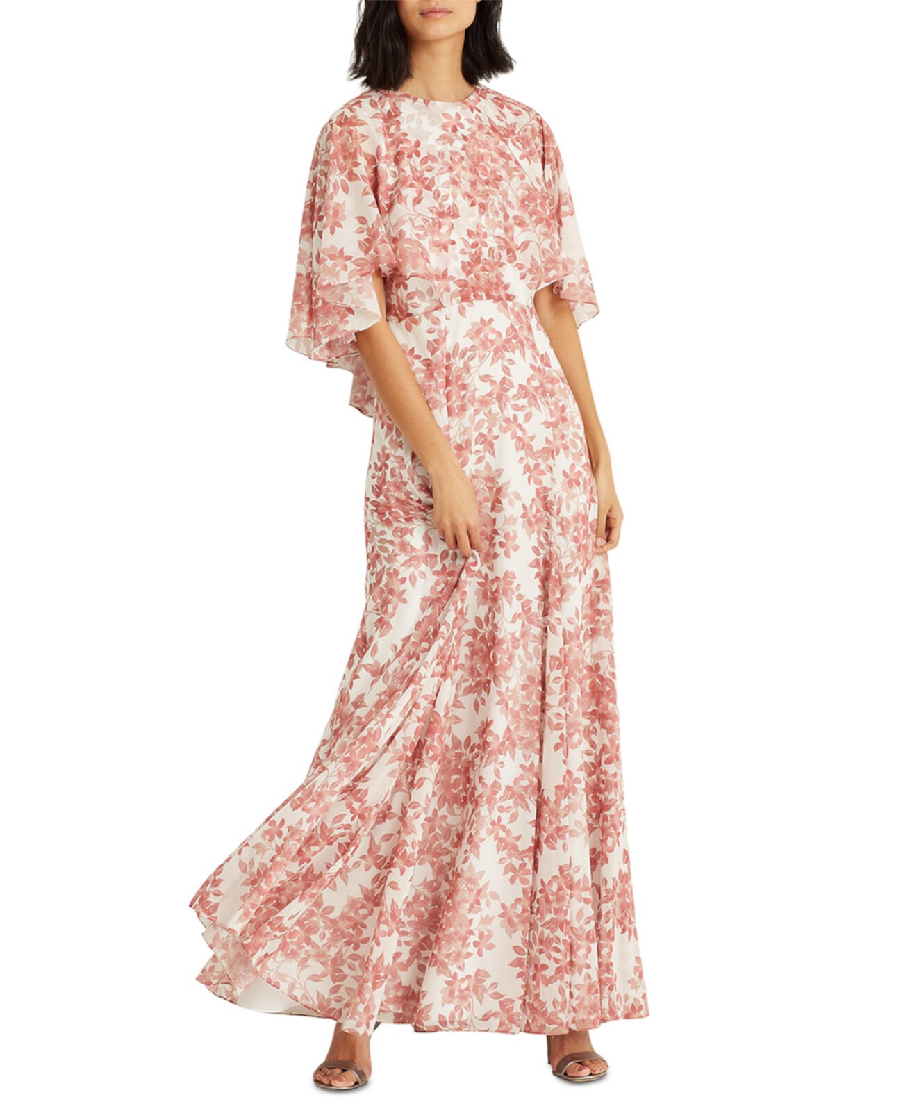 Кейп-платье из жоржета с цветочным рисунком Ralph Lauren
