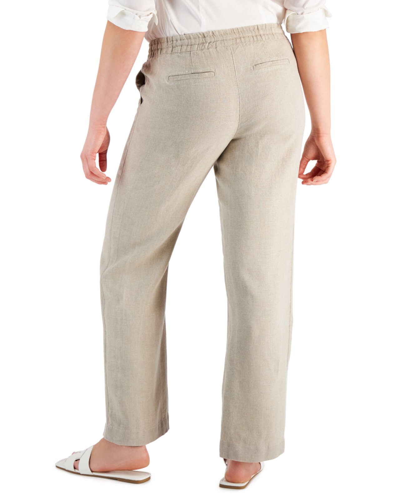 Льняные брюки с завязками с высокой посадкой, созданные для Macy's Charter Club