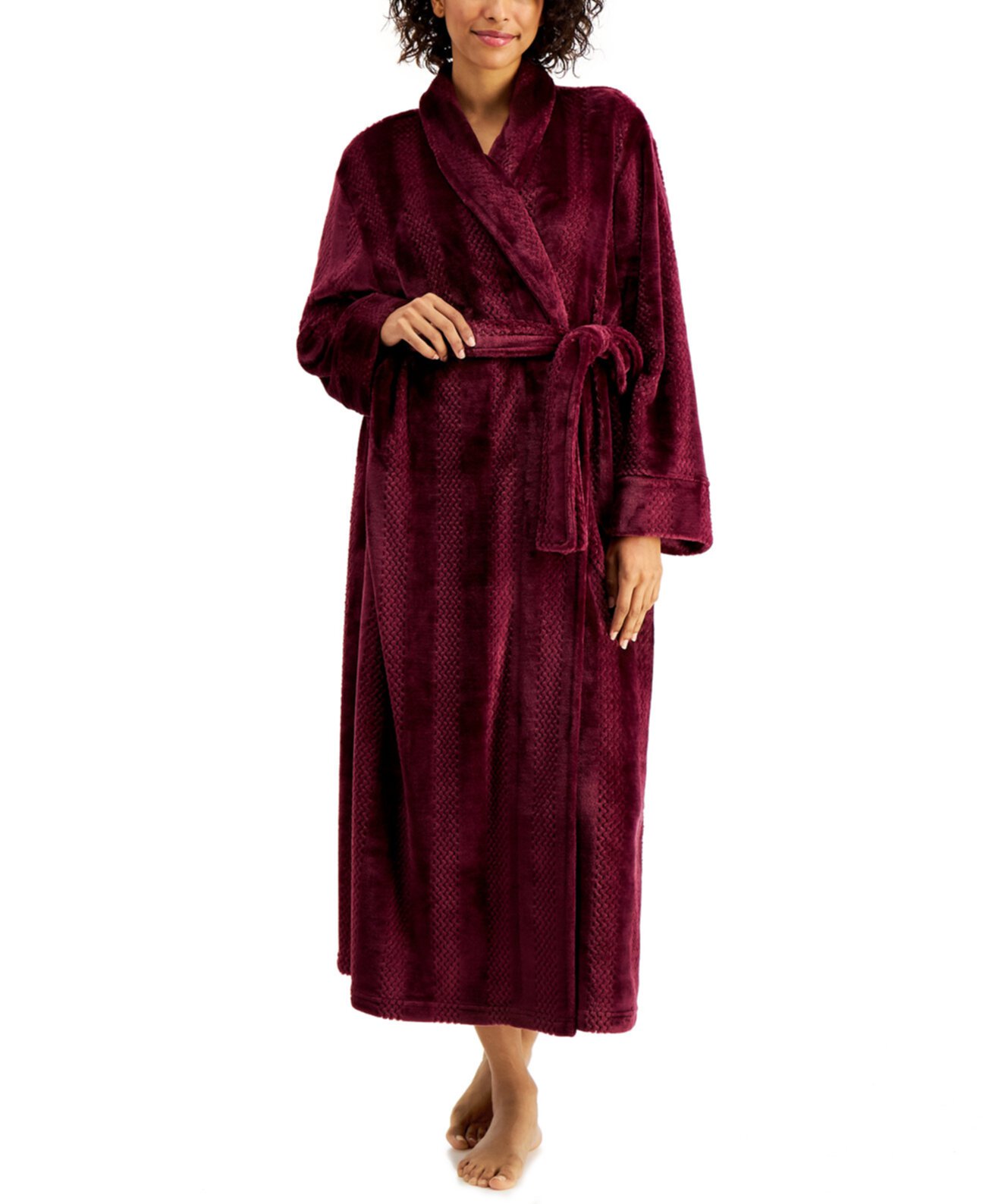 Миниатюрный длинный халат в полоску с ямочками, созданный для Macy's Charter Club