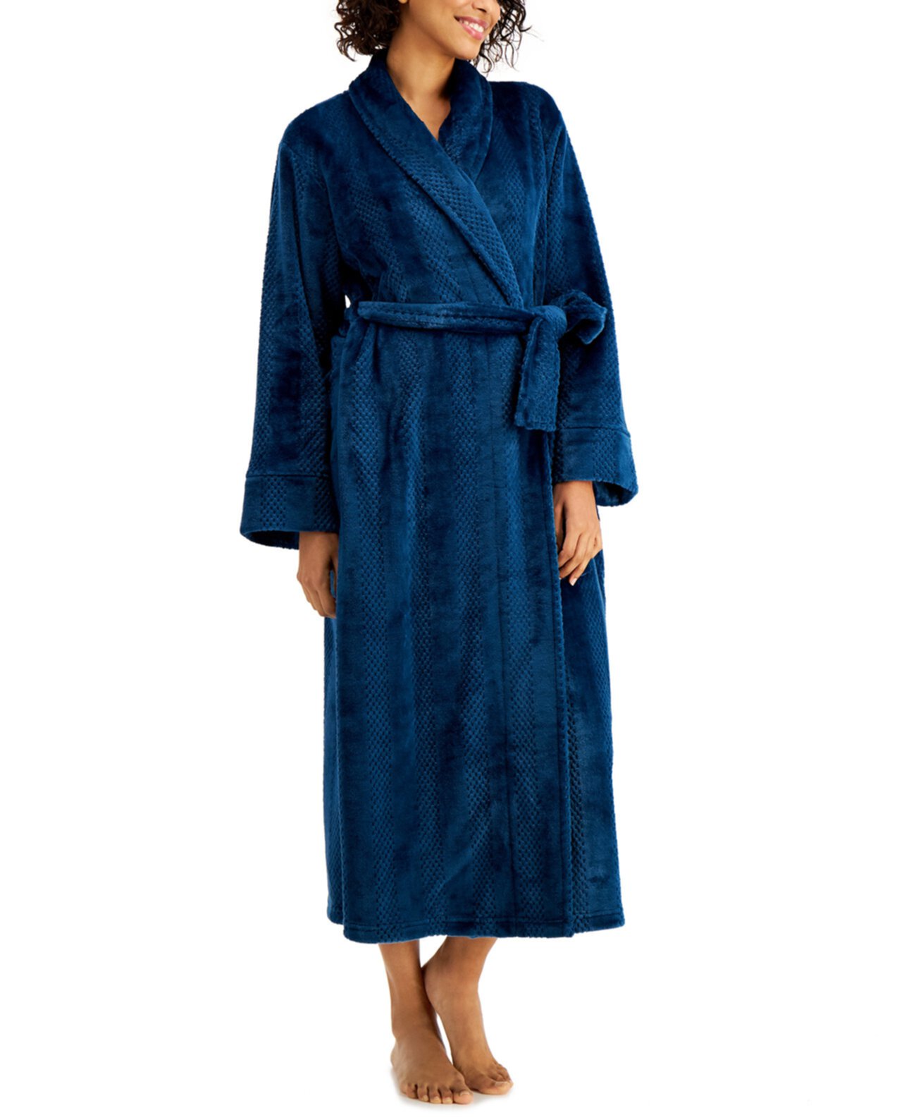 Текстурированный уютный халат в длинную полоску, созданный для Macy's Charter Club