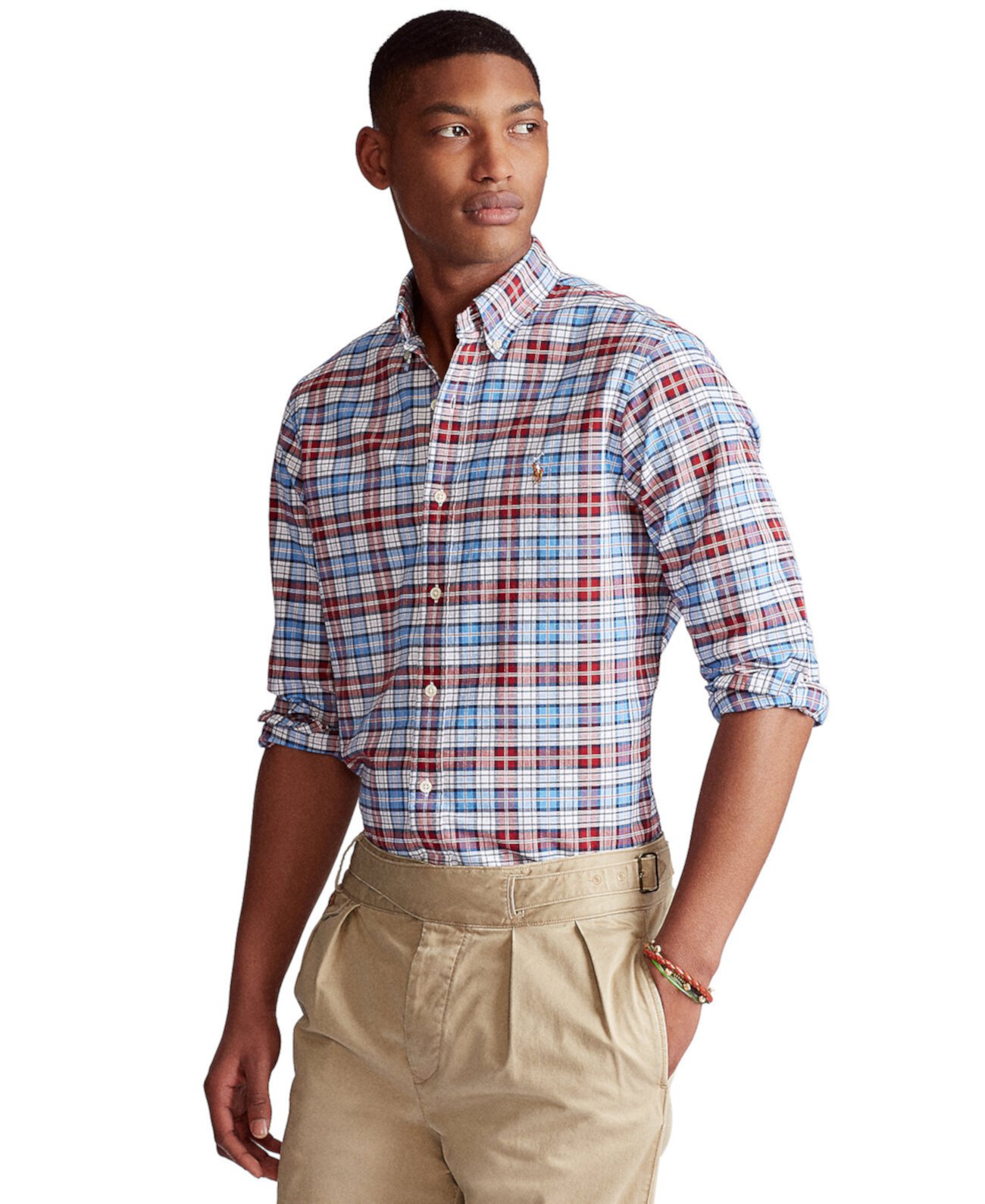Мужская рубашка-оксфорд в полоску классического кроя для больших и высоких Ralph Lauren