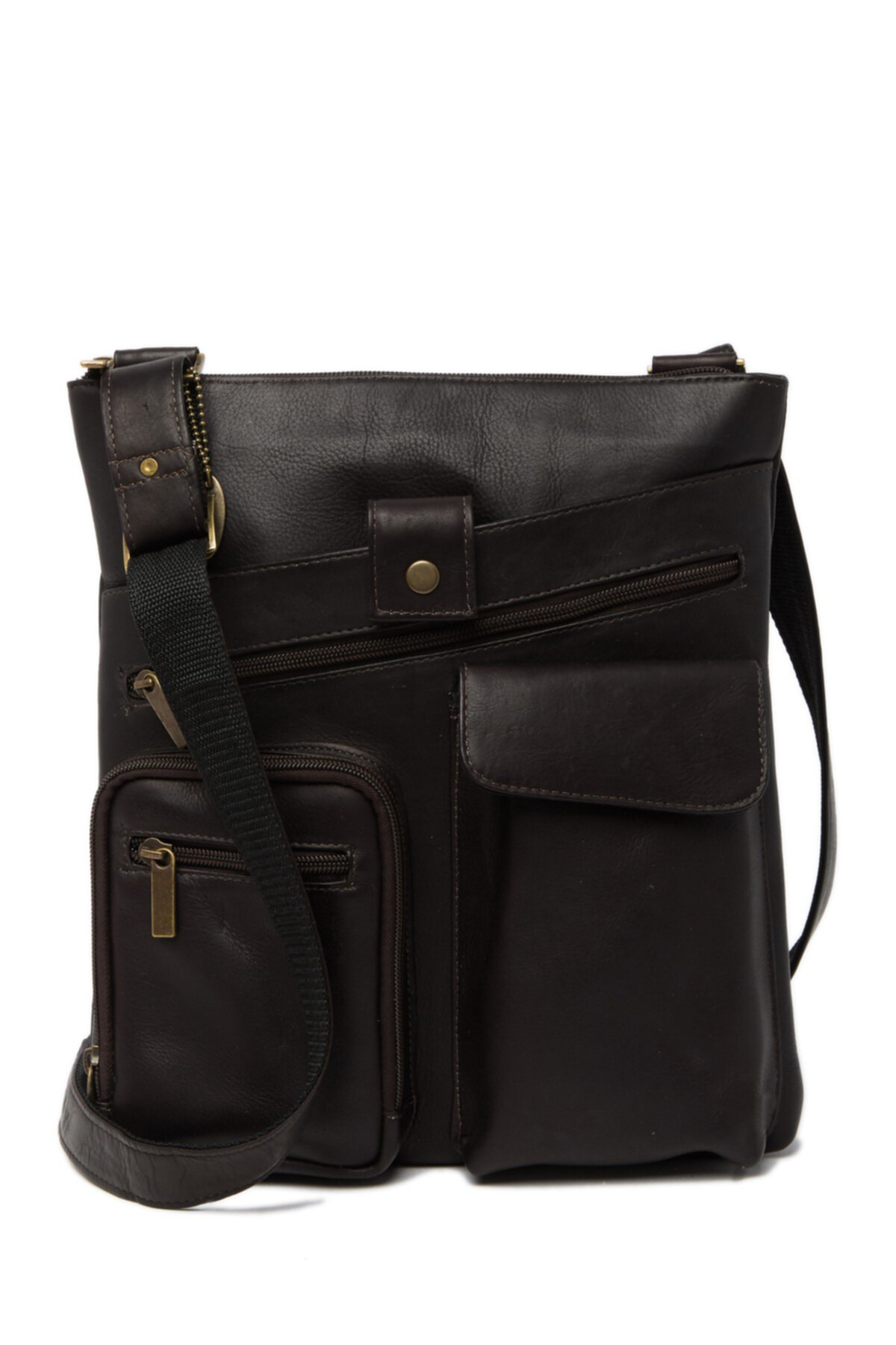 Кожаная сумка через плечо с несколькими карманами DAVID KING & CO