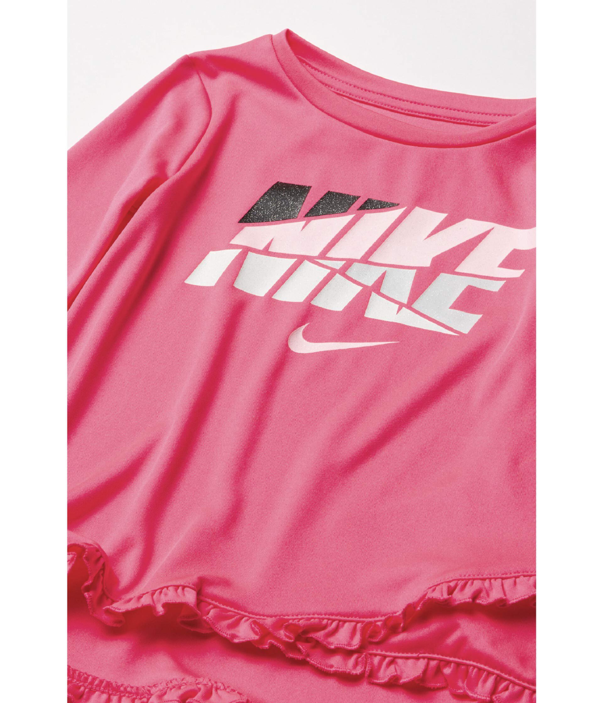 Комплект из двух частей футболки и леггинсов с кроссовером Dri-FIT ™ (для малышей) Nike Kids