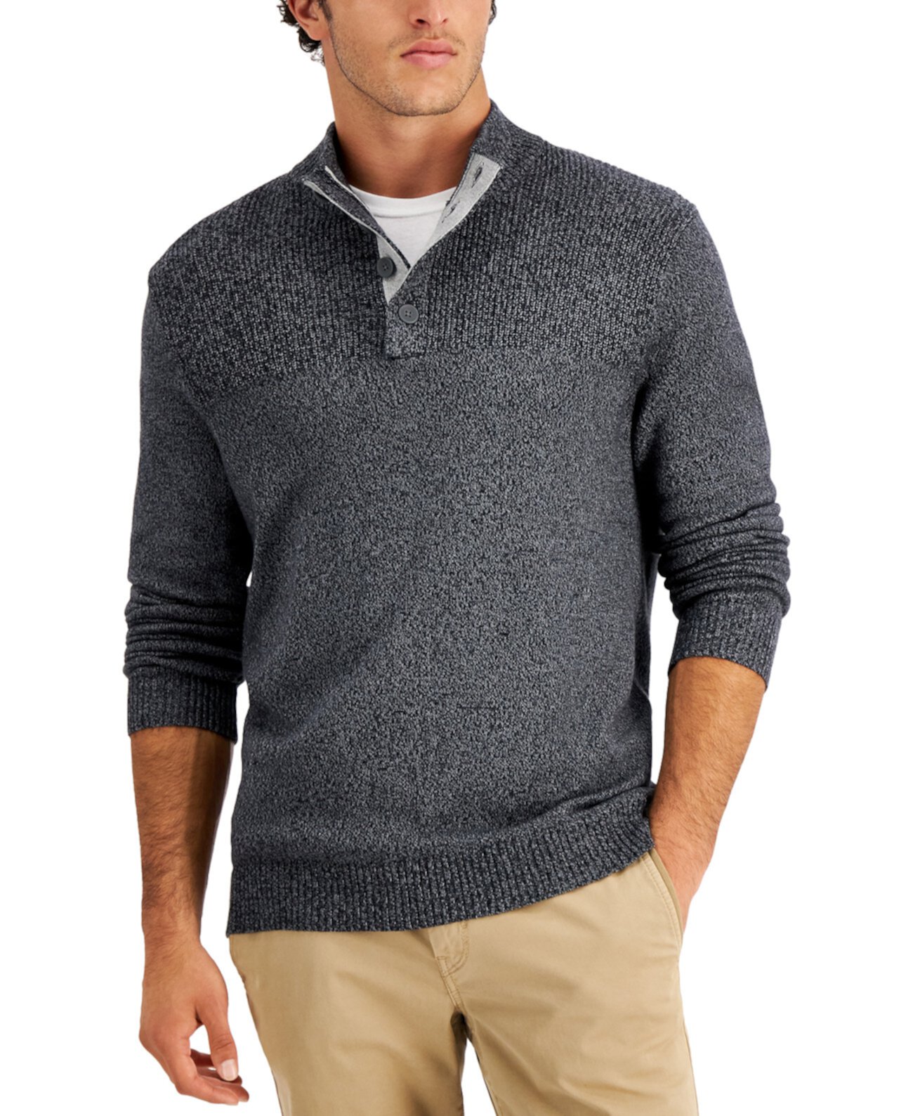 Мужской свитер с четырьмя пуговицами в рубчик, созданный для Macy's Club Room