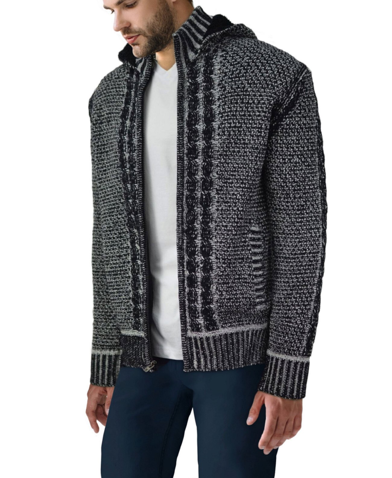 Мужская куртка-свитер с капюшоном и высоким воротом на молнии X-Ray