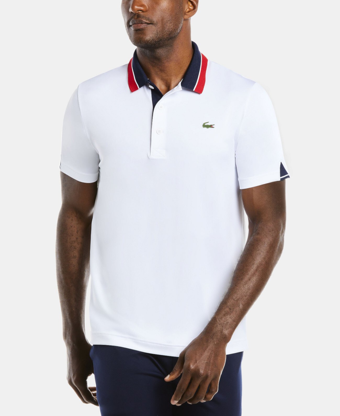 Мужская рубашка-поло с коротким рукавом SPORT и воротником с контрастными цветными блоками Lacoste